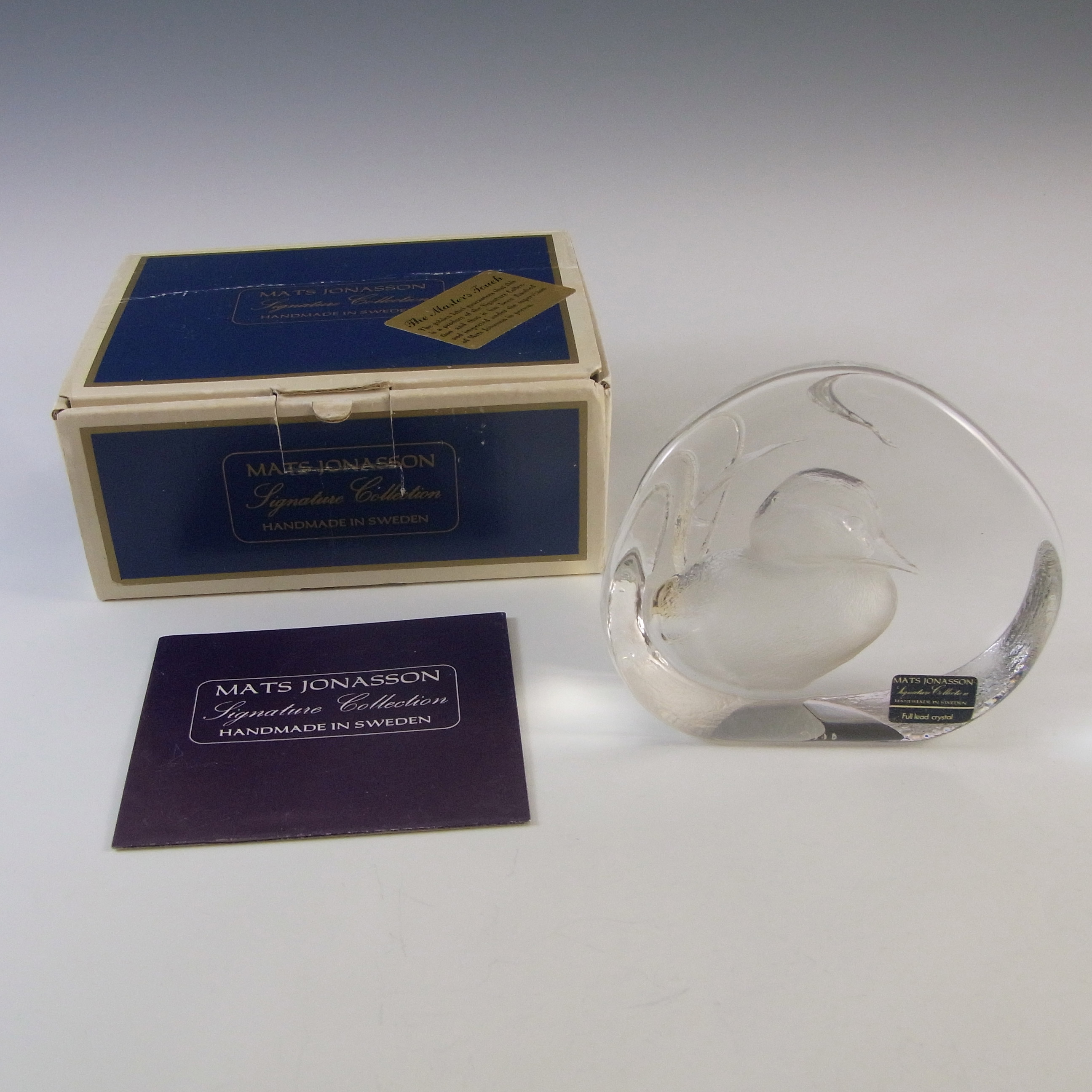 (image for) Mats Jonasson #3190 Swedish Glass Duckling Paperweight - Boxed - Click Image to Close