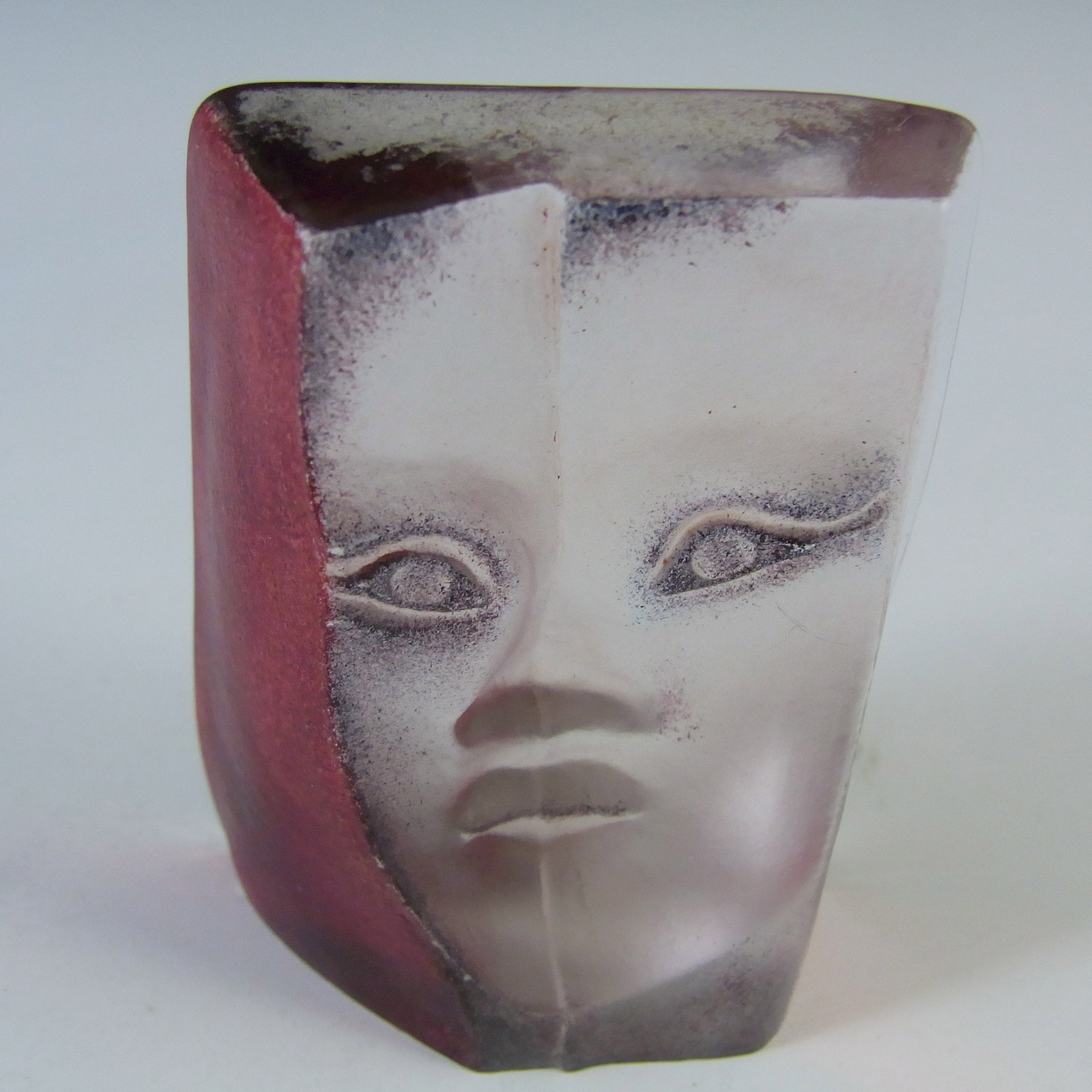 (image for) Mats Jonasson #88157 Glass 'Mazzai' Masqot Face Sculpture - Signed - Click Image to Close