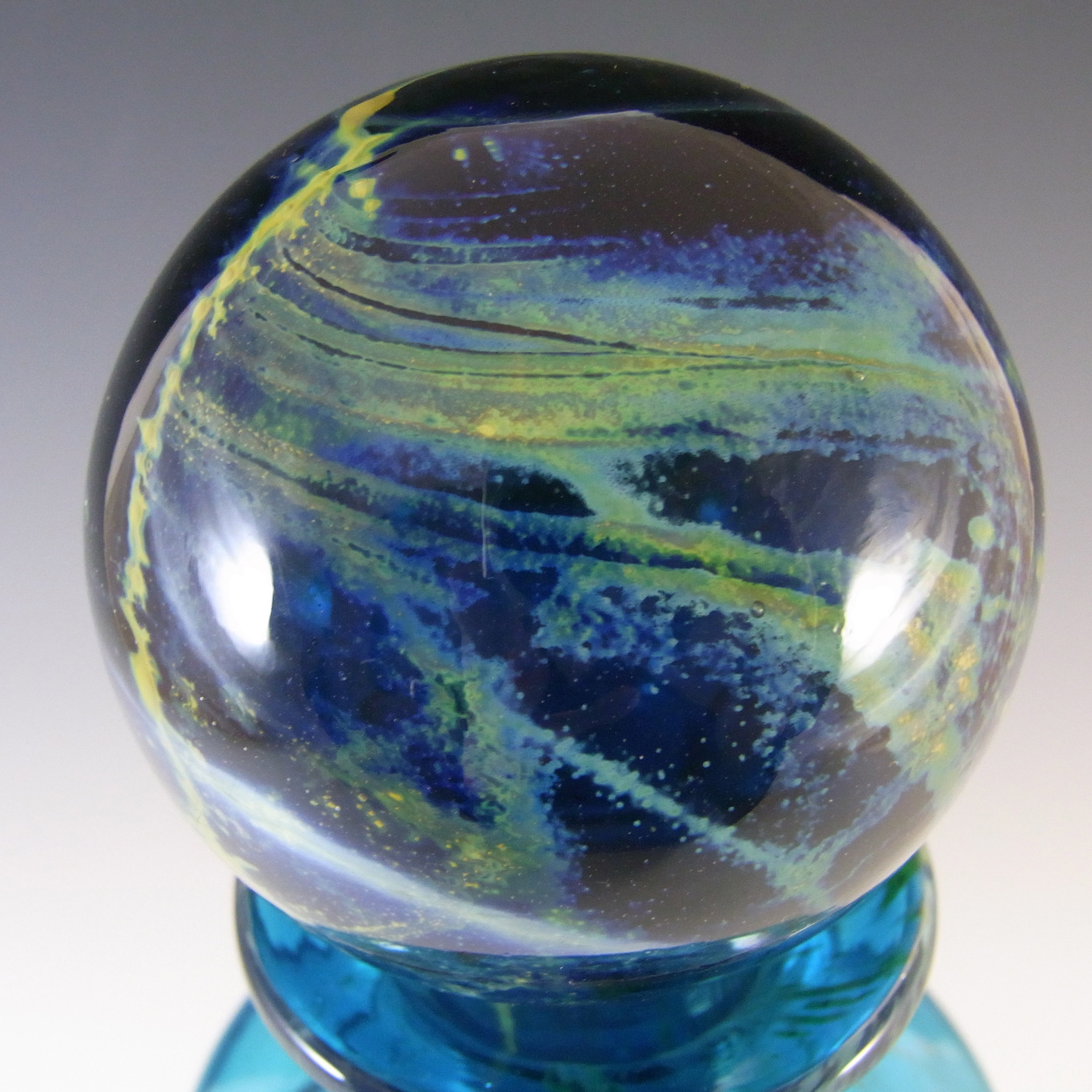 (image for) Mdina 'Blue Summer' Maltese Glass Decorative Bottle - Signed - Click Image to Close