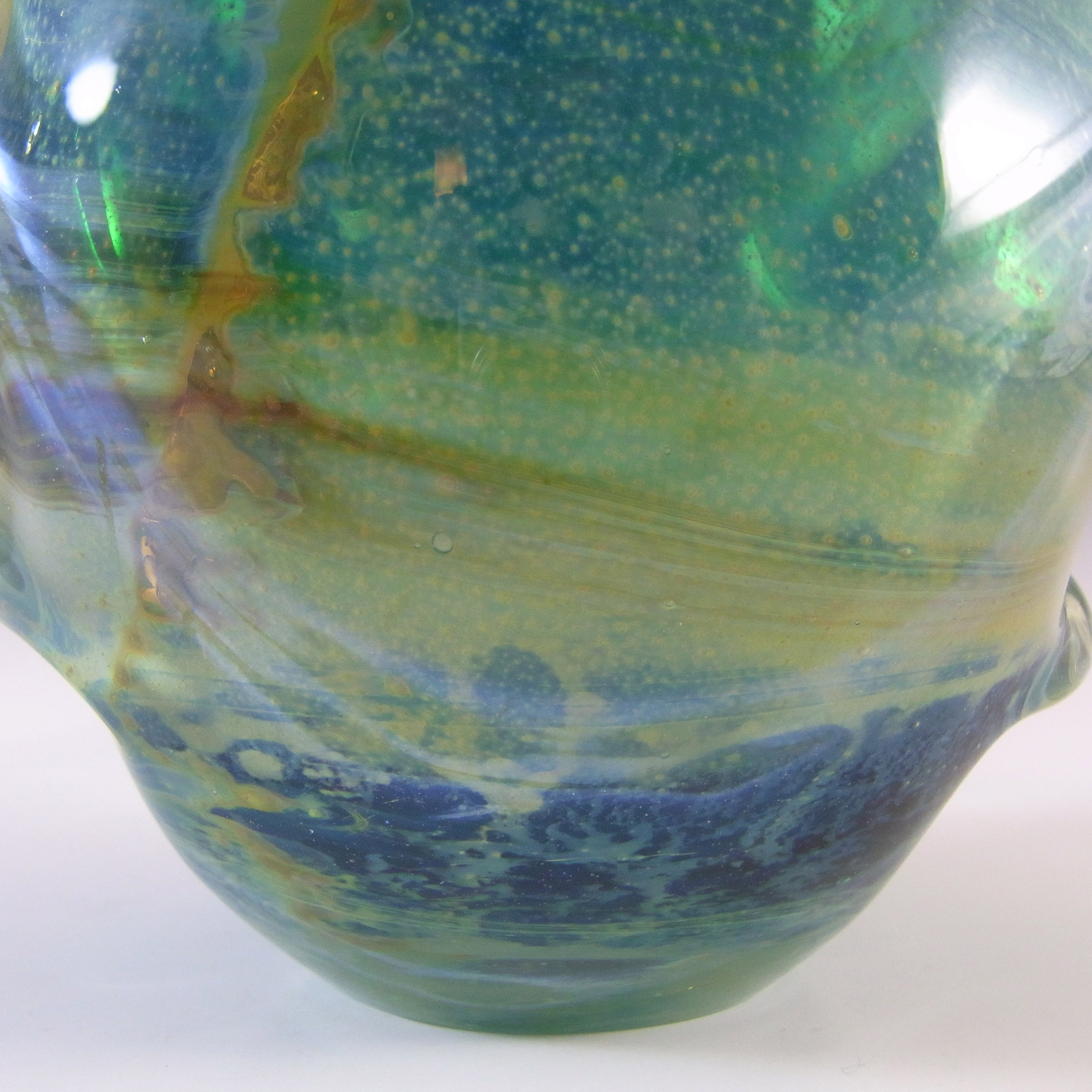 (image for) Mdina 'Blue Summer' Maltese Glass 'Pulled Ear' Vase - Signed - Click Image to Close