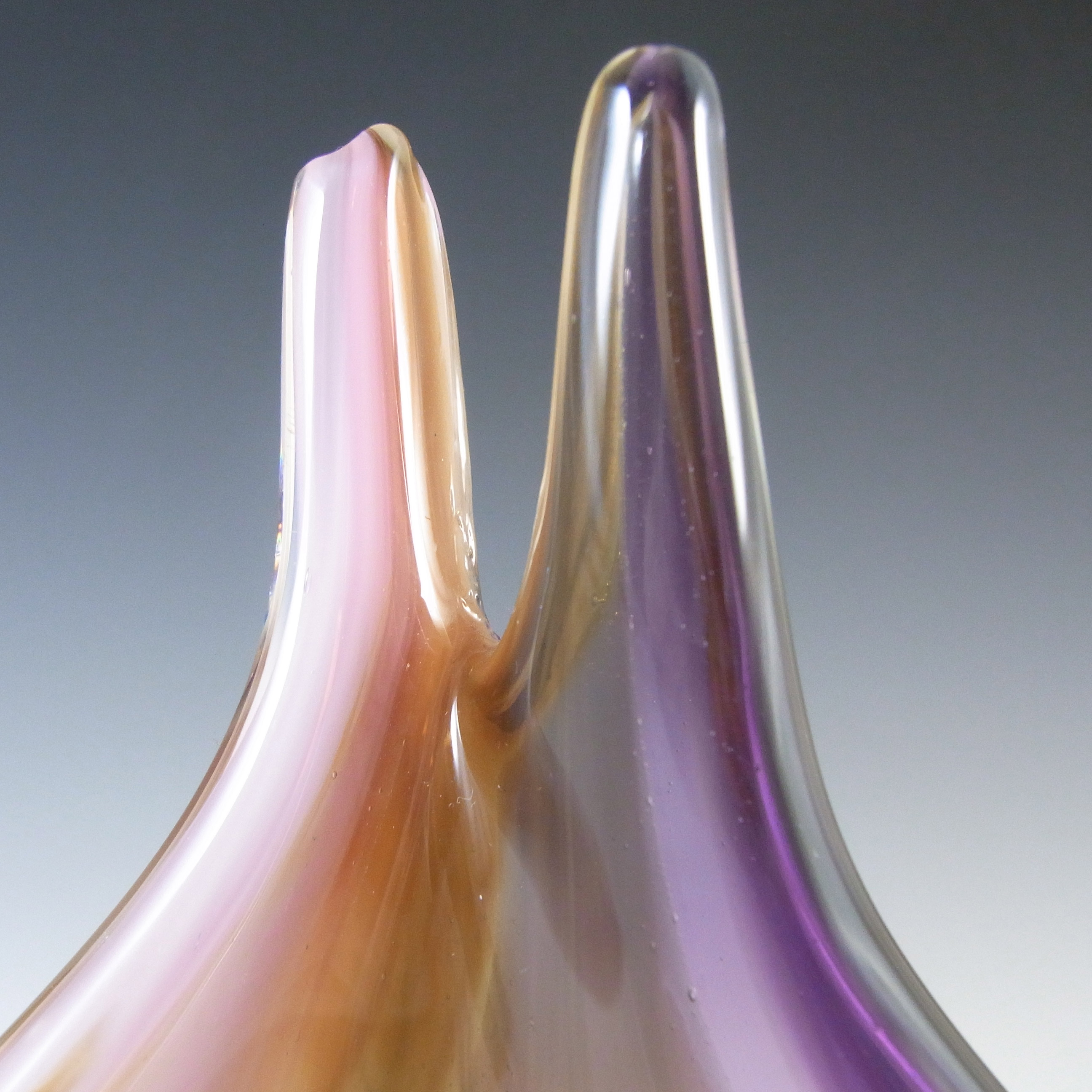 (image for) Mdina 'Naia' Maltese Purple & Brown Glass Sculpture - Signed - Click Image to Close