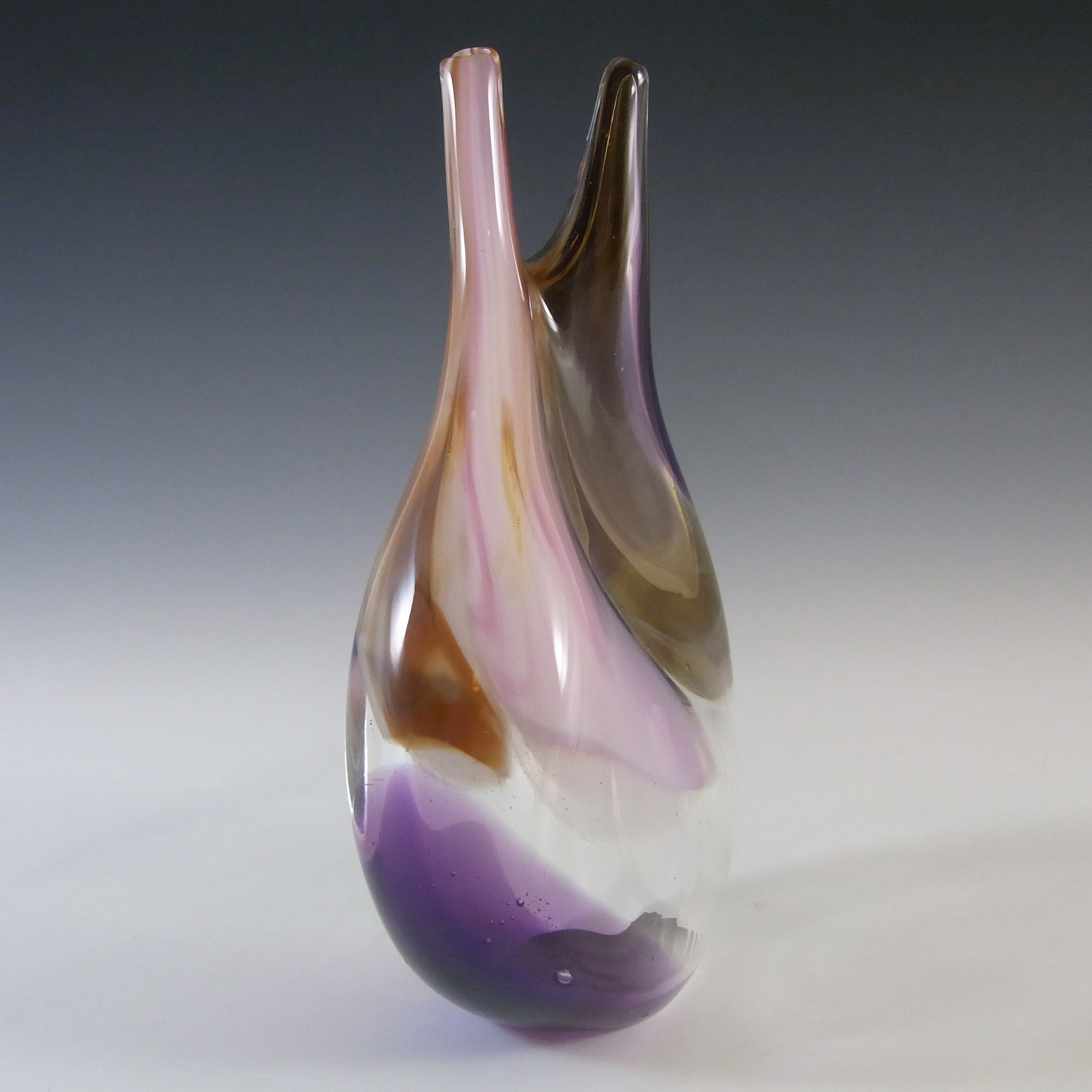 (image for) Mdina 'Naia' Maltese Purple & Brown Glass Sculpture - Signed - Click Image to Close