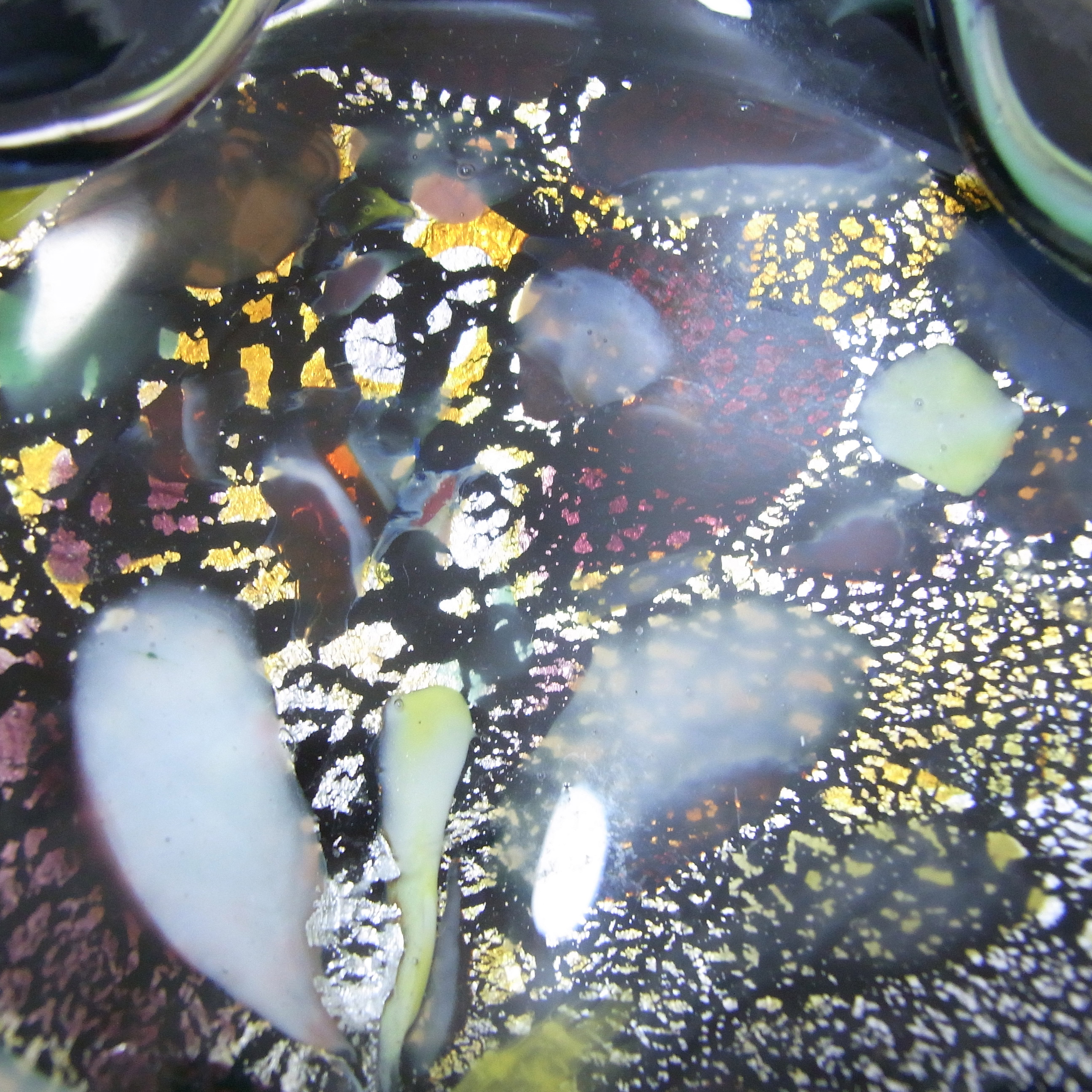 (image for) Murano Vintage Silver Leaf & Coloured Murrines Black Glass Bowl - Click Image to Close