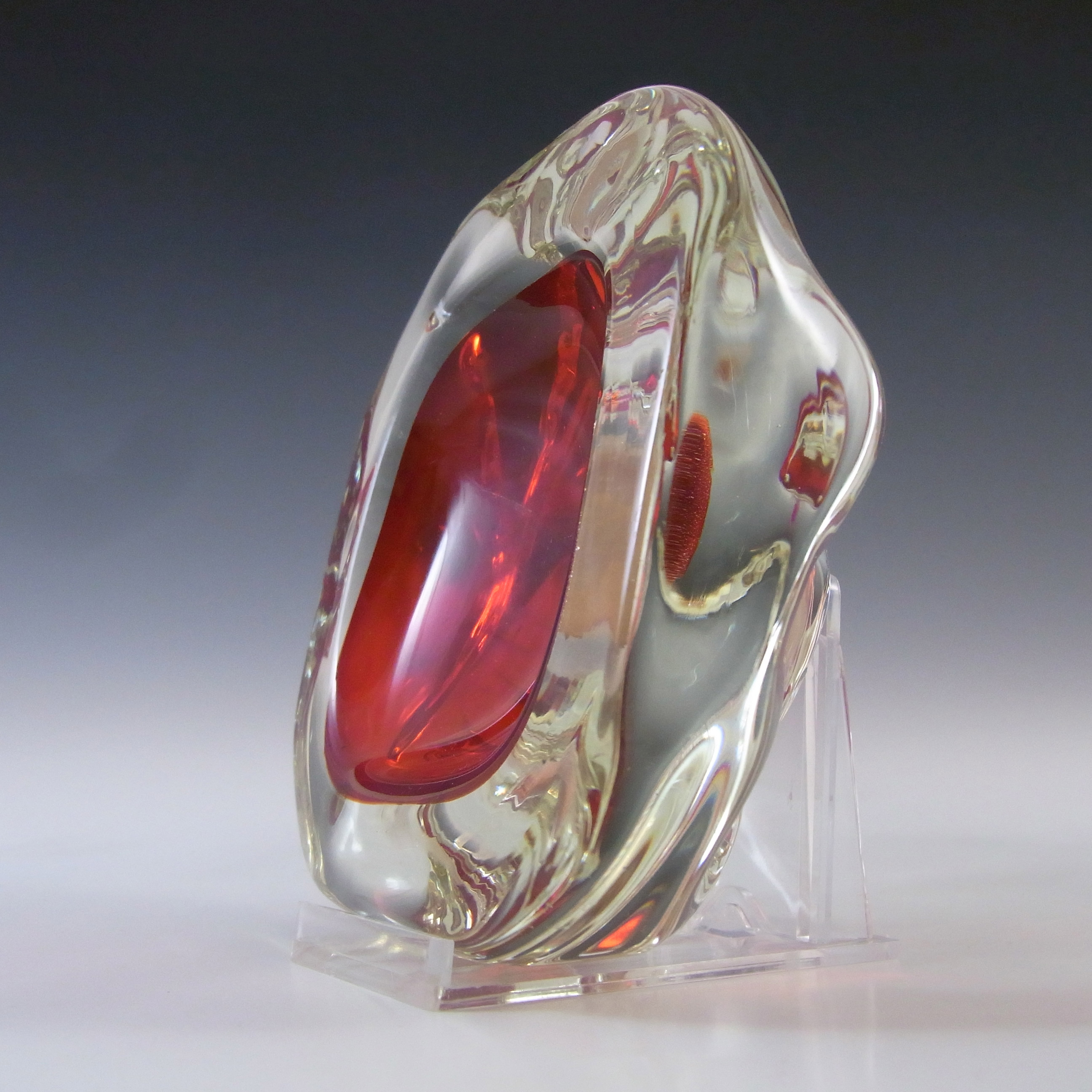 (image for) Murano/Venetian Vintage Red & Clear Cased Glass Bowl - Click Image to Close