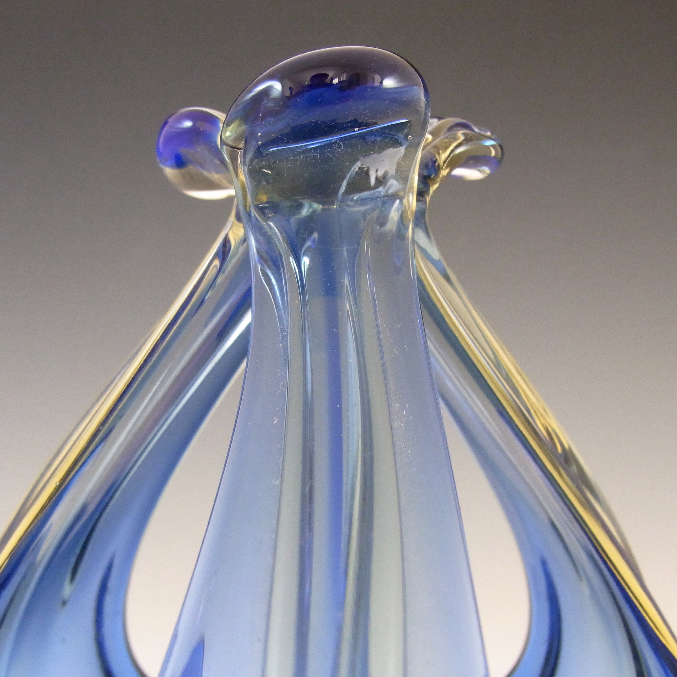 (image for) Cristallo Venezia CCC Murano Blue & Amber Sommerso Glass Bowl - Click Image to Close