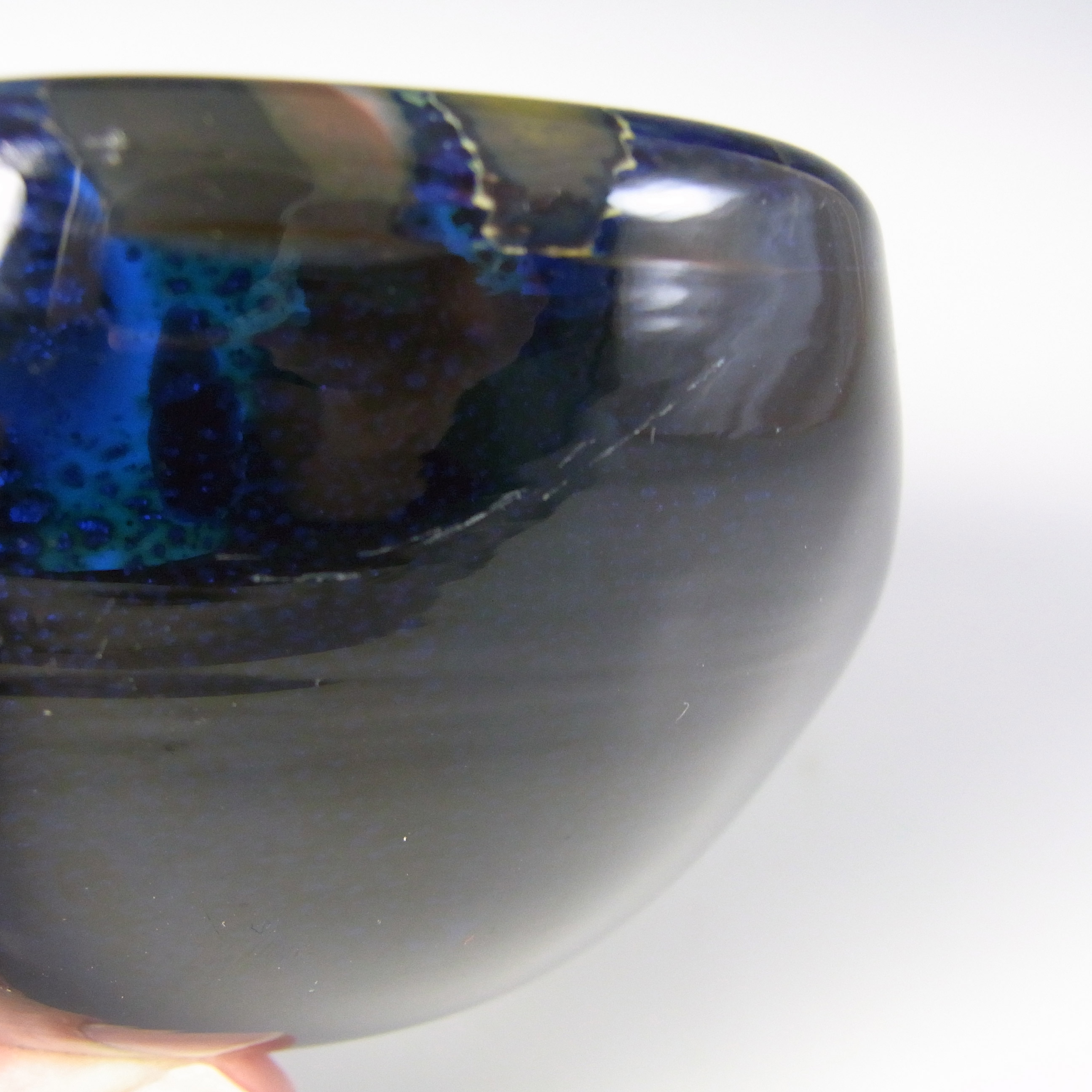 (image for) Murano 1950's Silver Leaf & Coloured Murrines Black Glass Bowl - Click Image to Close