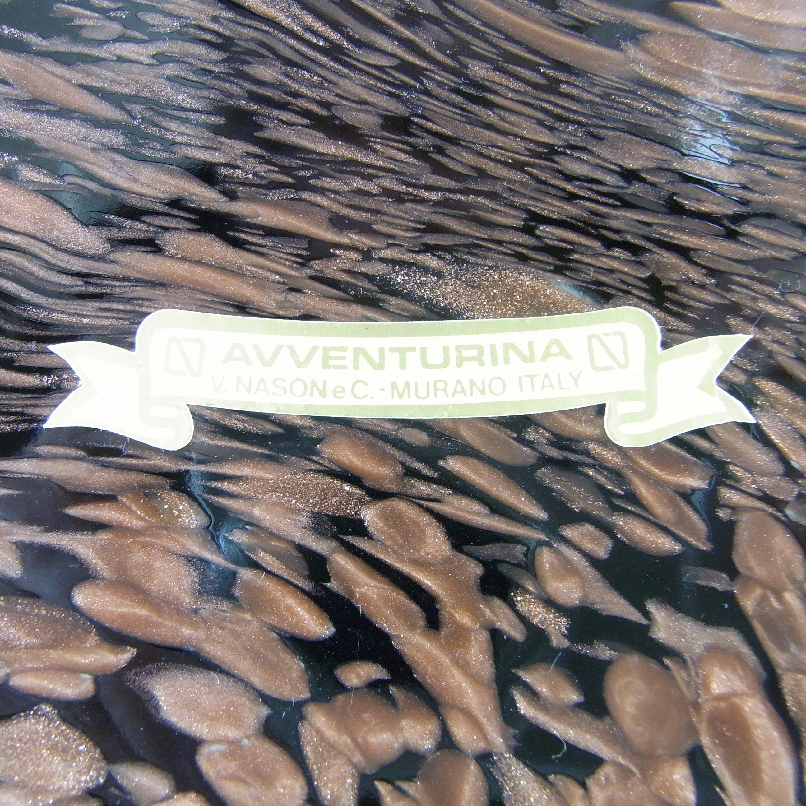 LABELLED V Nason & C Murano Aventurine Glass Bowl/Dish - Click Image to Close