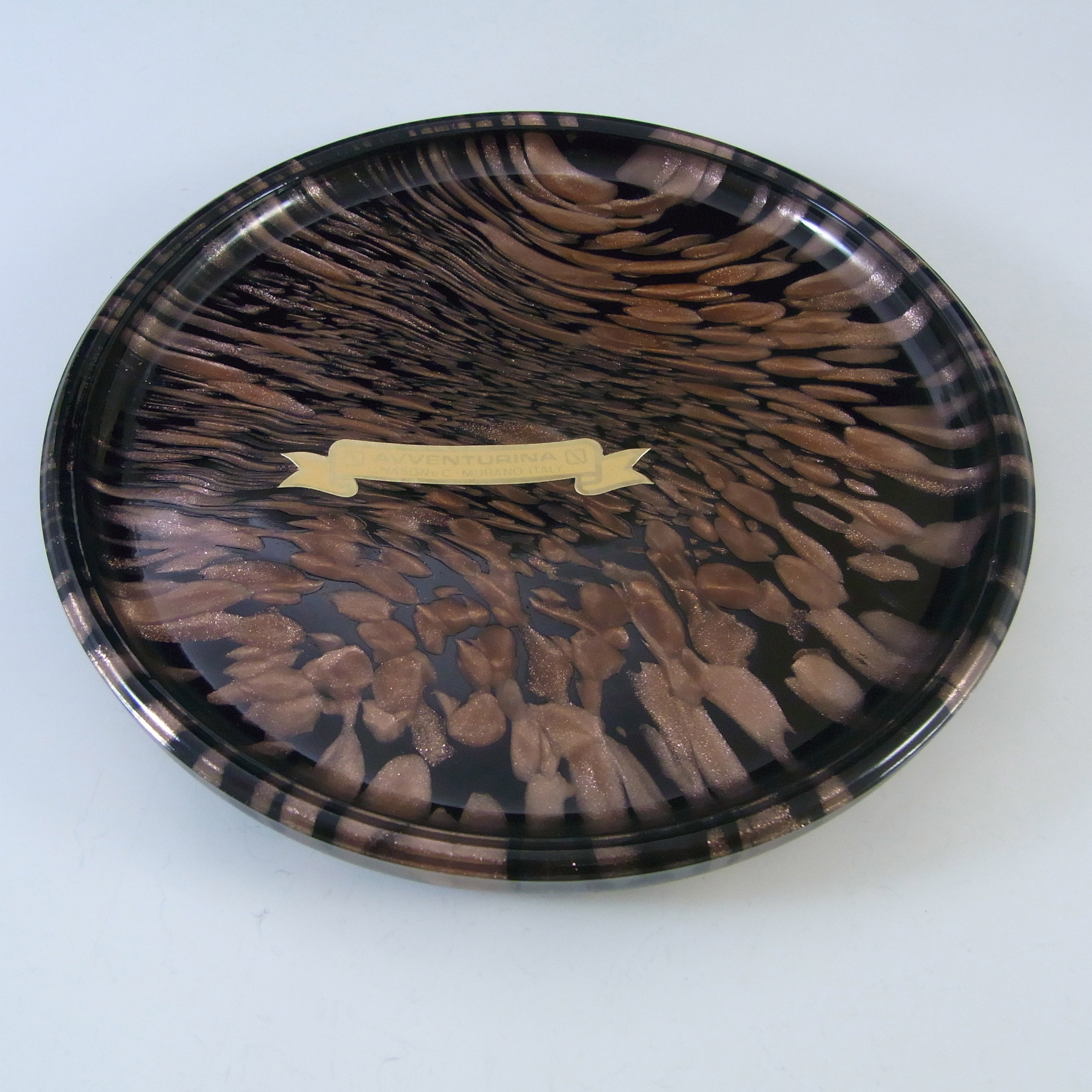 (image for) LABELLED V Nason & C Murano Aventurine Glass Bowl/Dish - Click Image to Close