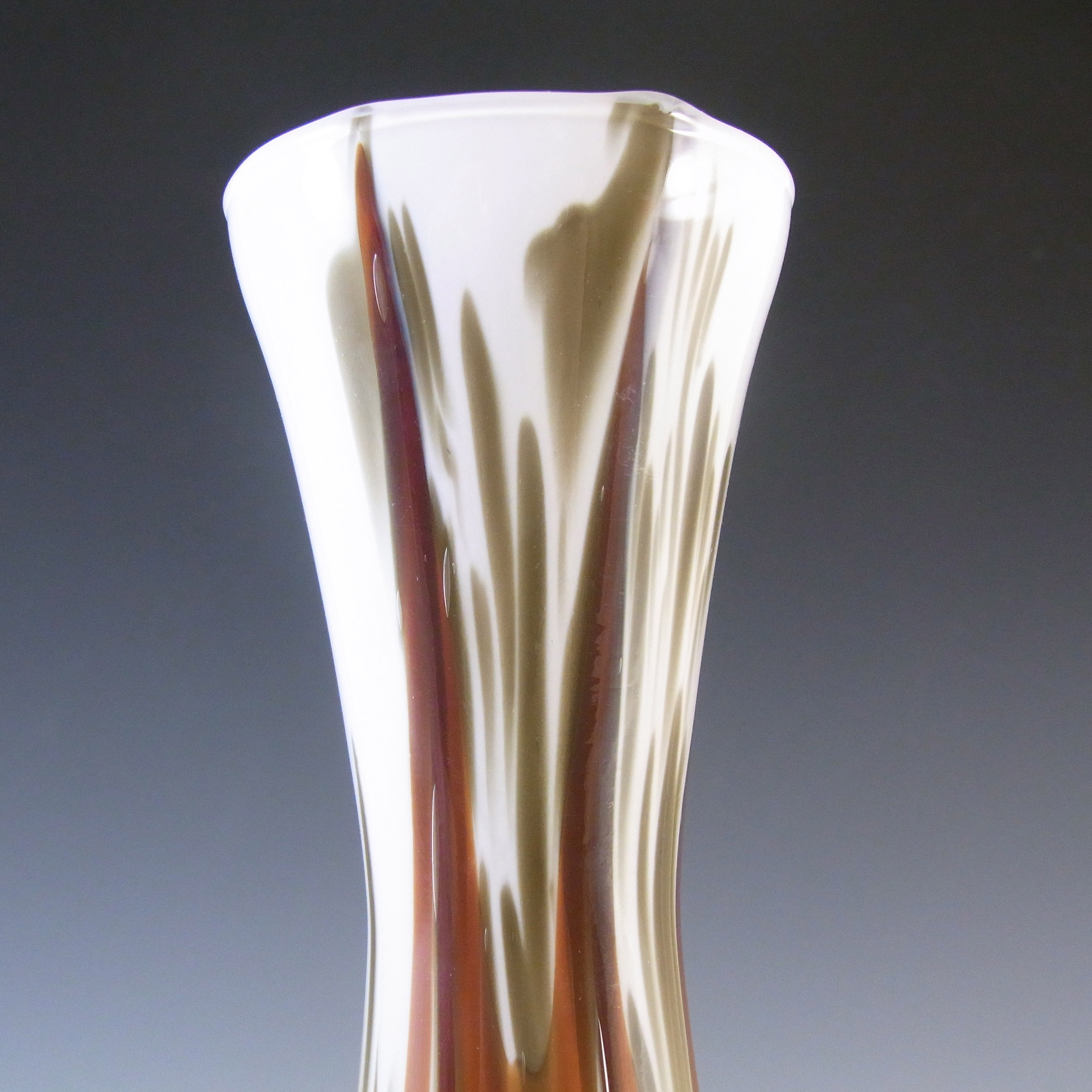 V.B. Opaline Florence Italian Empoli Marbled Glass Vase - Click Image to Close