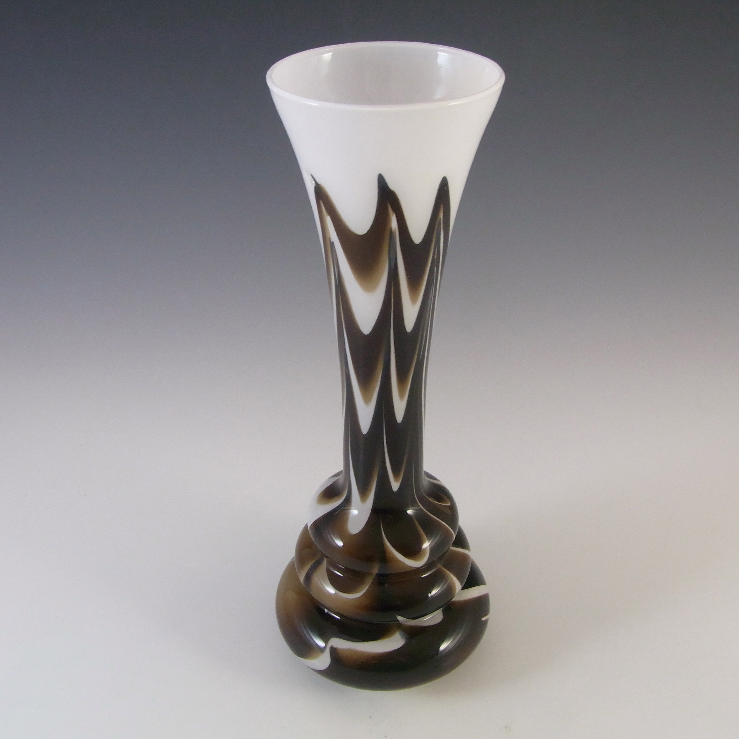 (image for) V.B. Opaline Florence Empoli Marbled Brown & White Glass Vase - Click Image to Close
