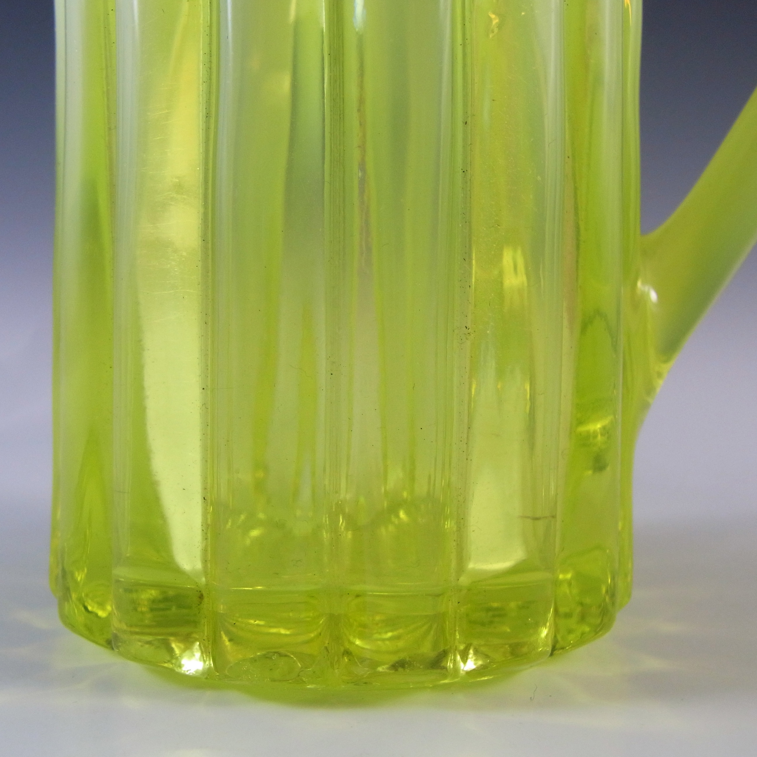 (image for) Davidson Primrose Pearline Uranium Glass 'Helen Louise' Creamer - Click Image to Close