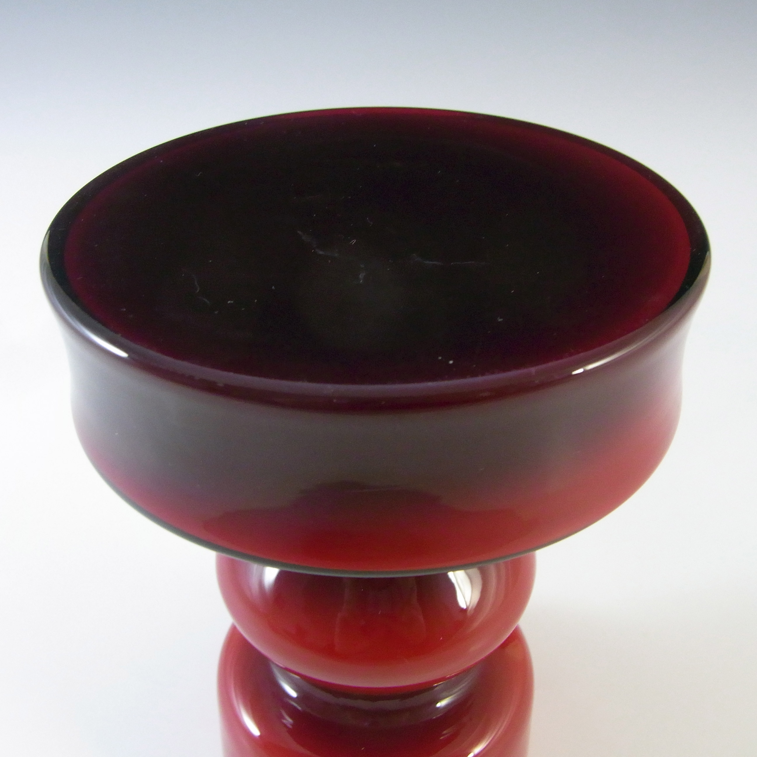 Polish Red Cased Hooped Glass Vase - Swedish Style - Click Image to Close