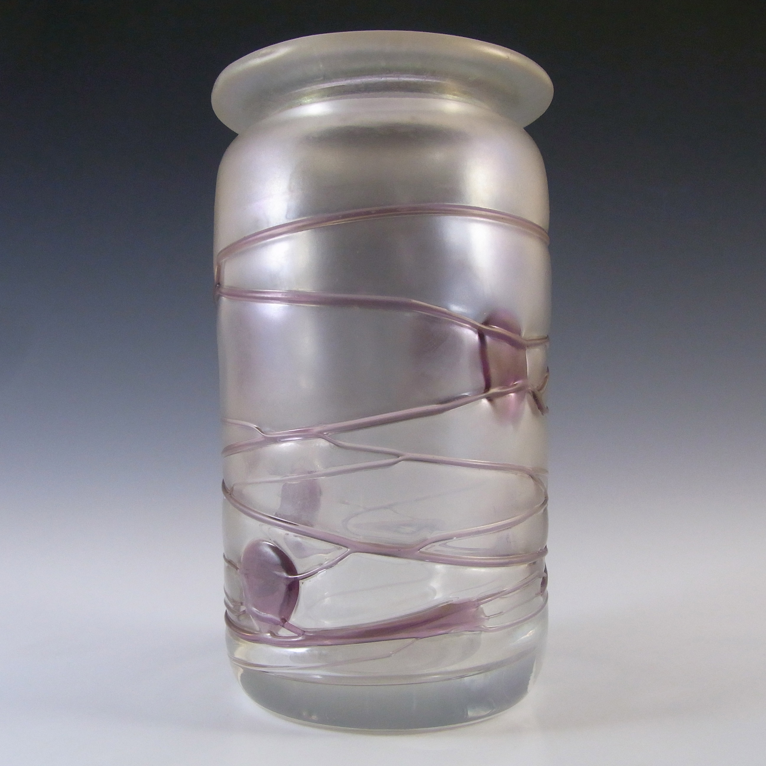 Poschinger Art Nouveau Glass Purple Spots 'Fleur' Vase - Click Image to Close