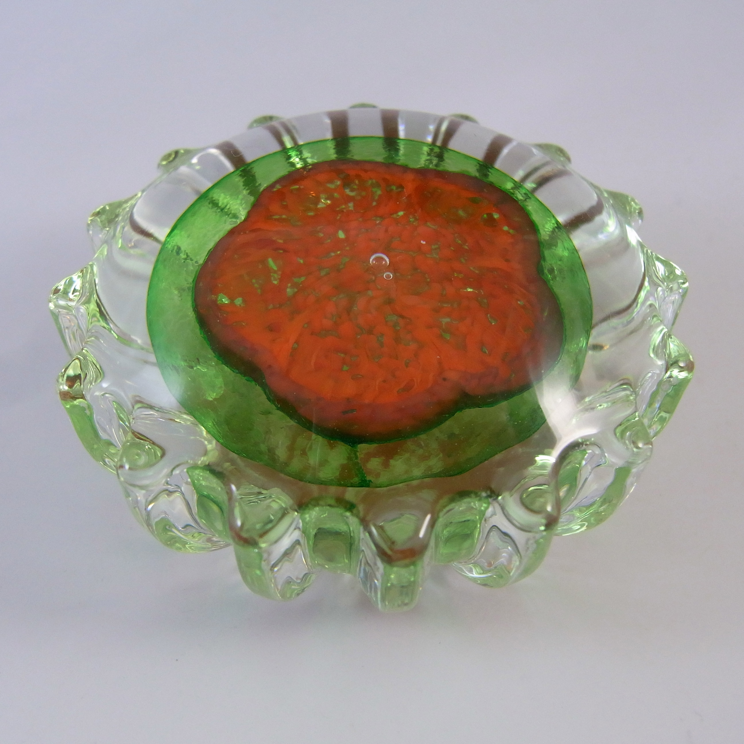 MARKED Caithness Vintage Glass "Florette" Flower Paperweight - Click Image to Close