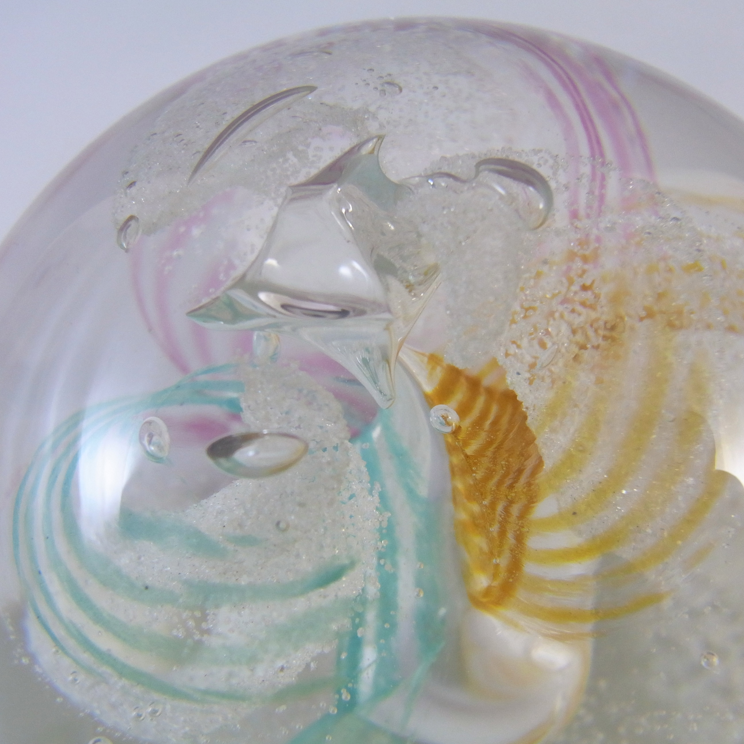 (image for) MARKED Caithness Scottish Green & Pink Glass "Daydreams" Paperweight - Click Image to Close