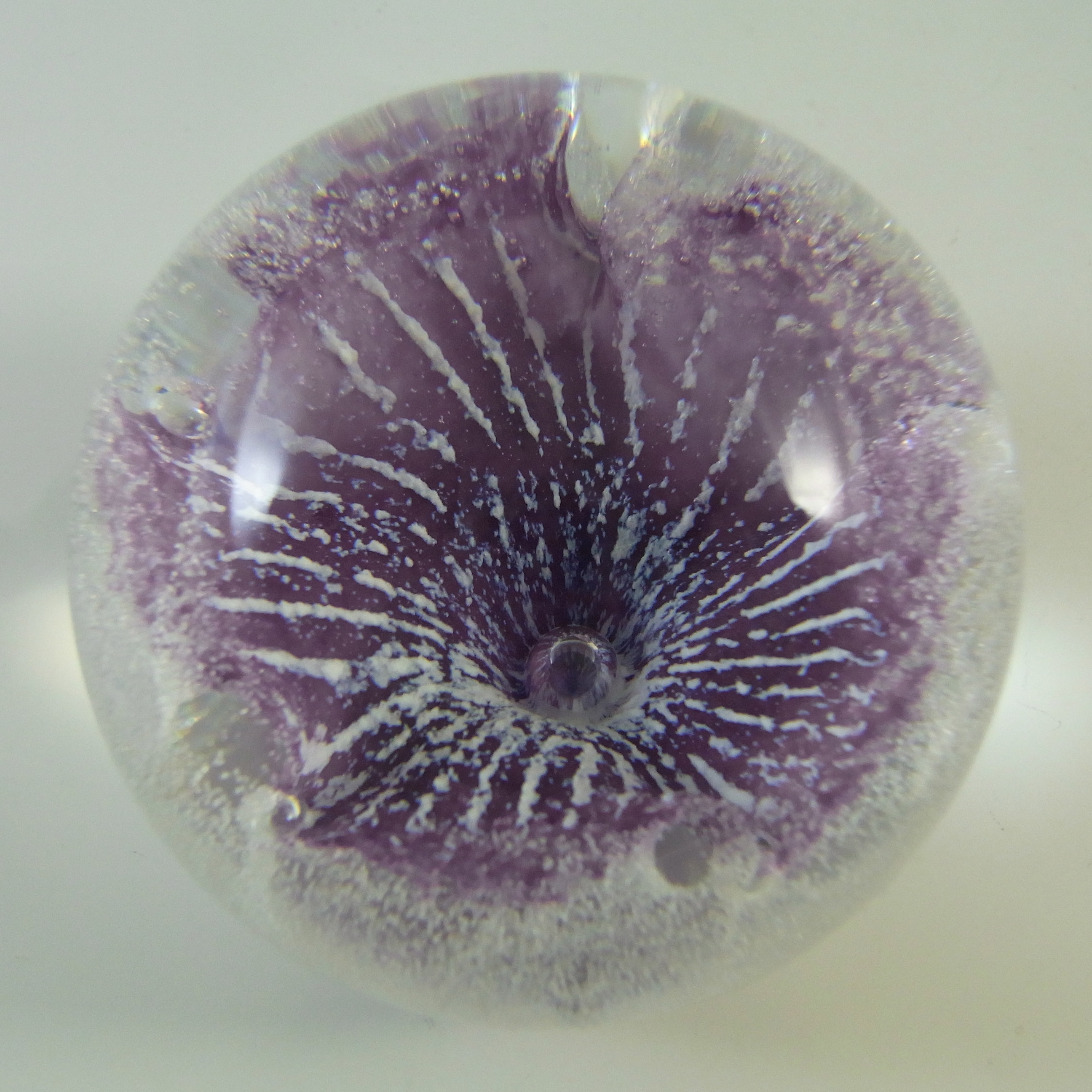 Caithness Vintage Purple Glass "Petunias" Paperweight - Marked - Click Image to Close