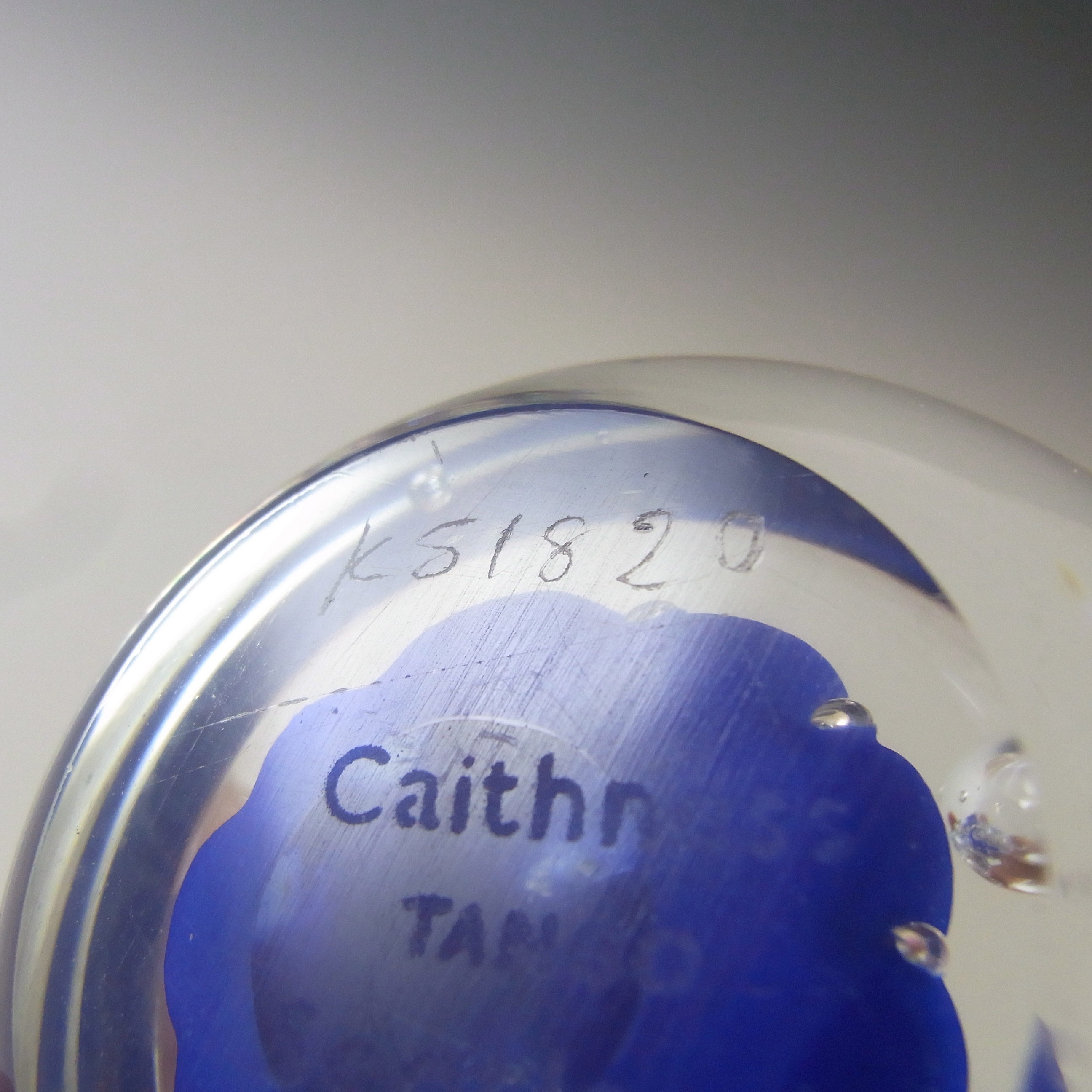 Caithness Vintage Blue Glass "Tango" Paperweight - Marked - Click Image to Close