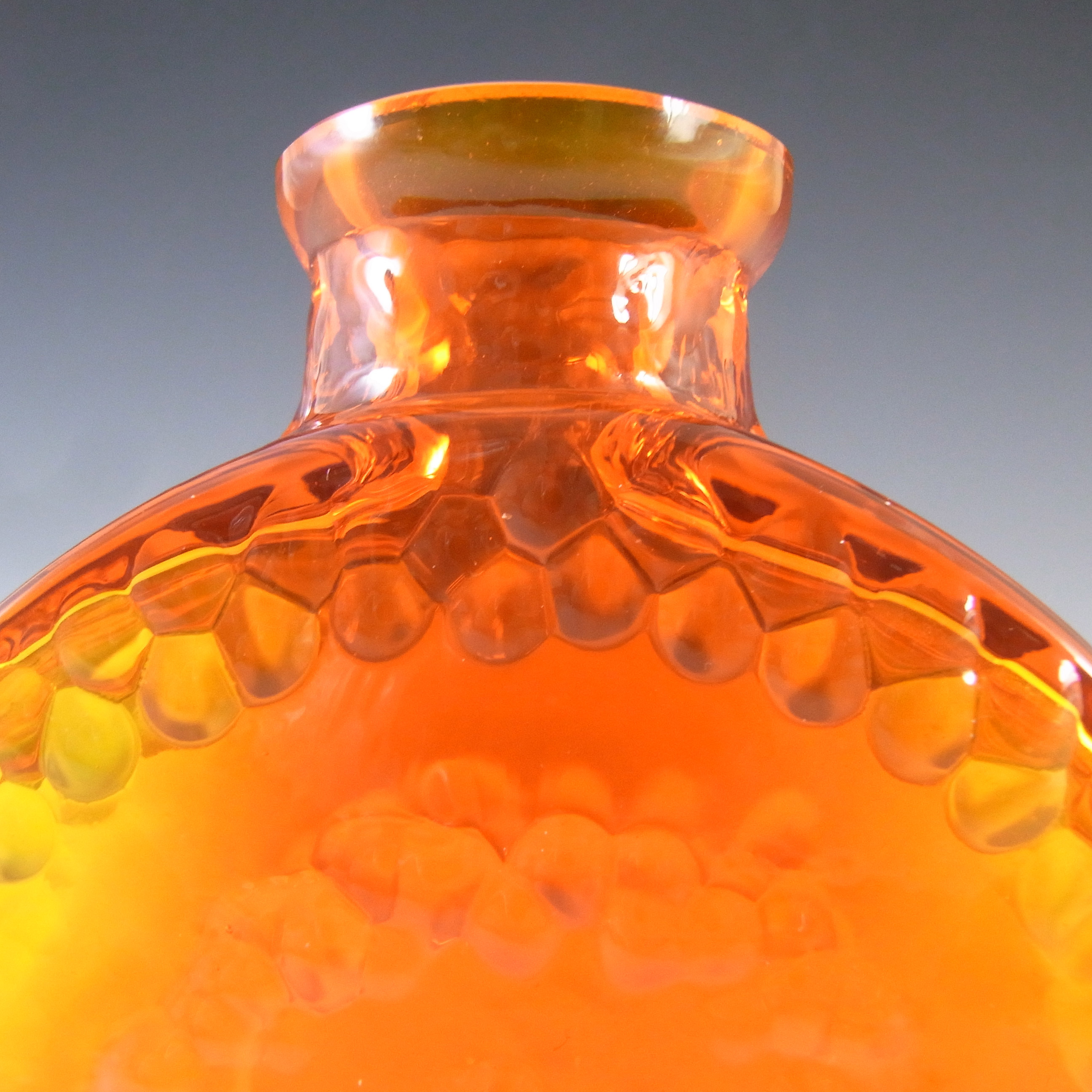 (image for) LABELLED Reijmyre Swedish Orange Textured Glass Bottle Vase - Click Image to Close