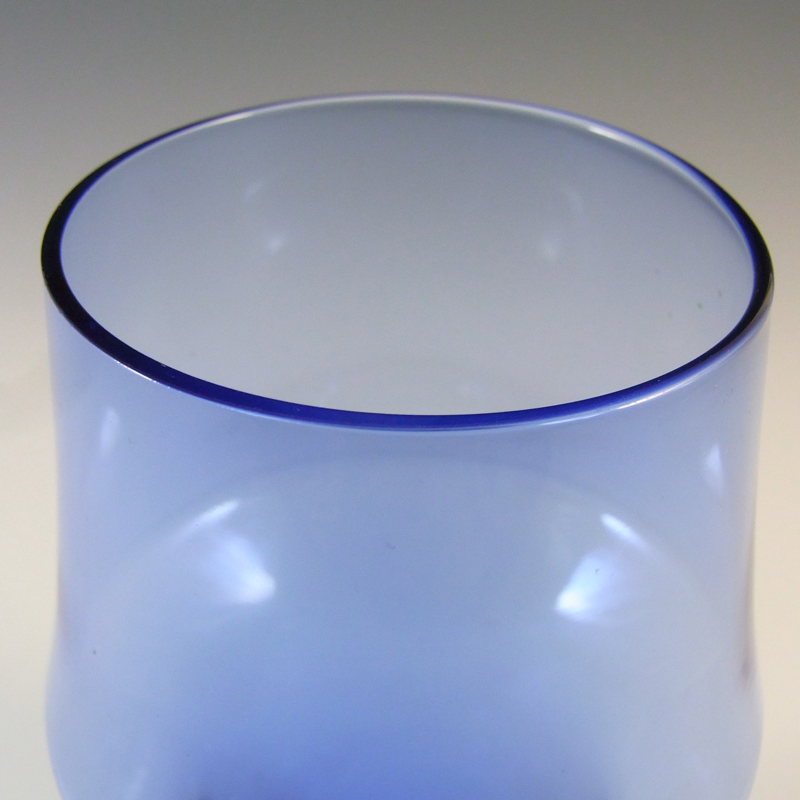 Riihimaki / Riihimaen Lasi Oy Finnish Blue Vintage Glass Vase - Click Image to Close