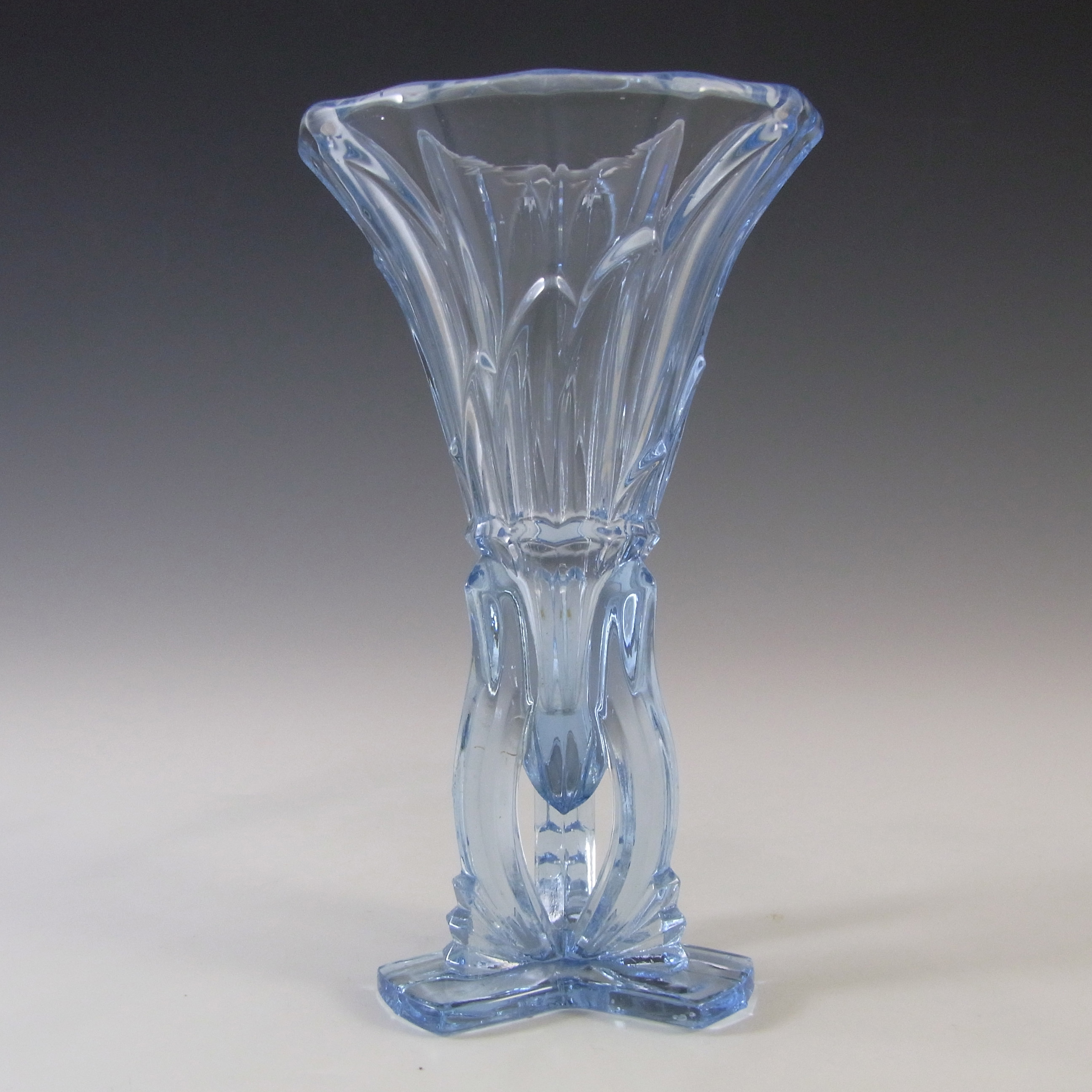 Czech 1930's Vintage 6.5 Art Deco Blue Glass Rocket Vase - £23.75
