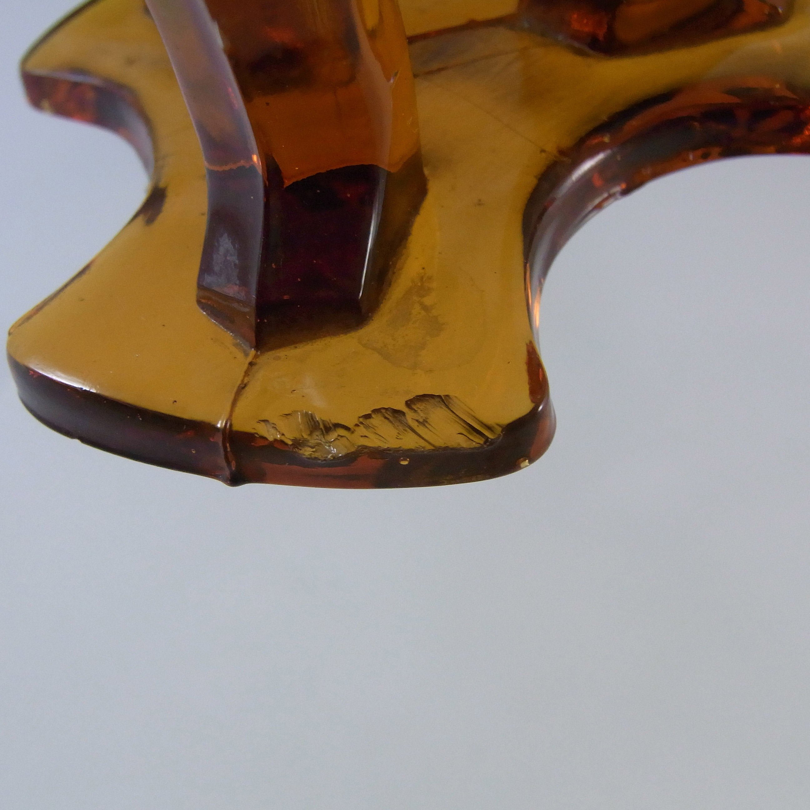 Czech Vintage 30s Art Deco Amber Glass Rocket Vase - Click Image to Close