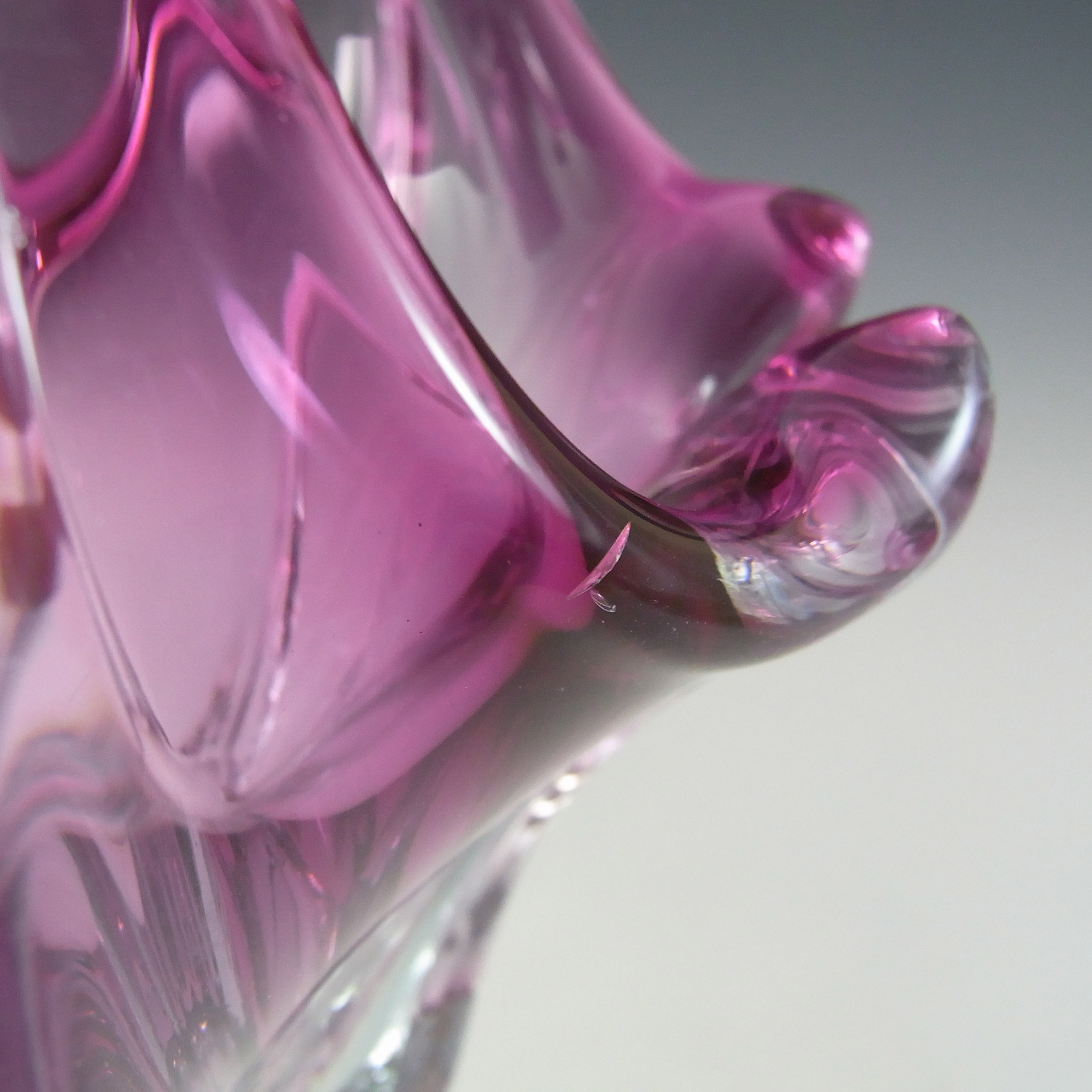 Cristallo Venezia CCC Murano Pink & Blue Sommerso Glass Bowl - Click Image to Close