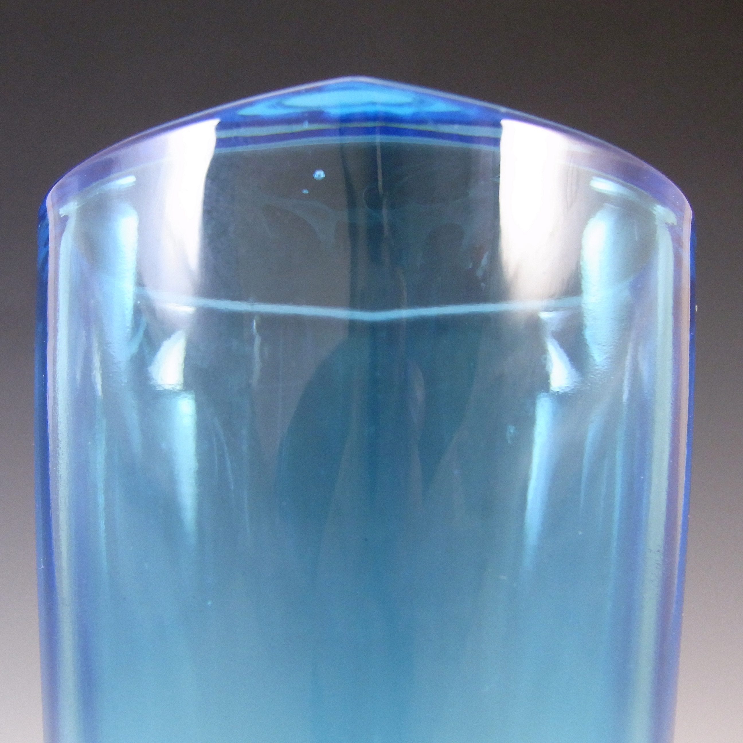 Sklo Union Rudolfova Blue Glass Vase by Václav Hanuš #12996 - Click Image to Close