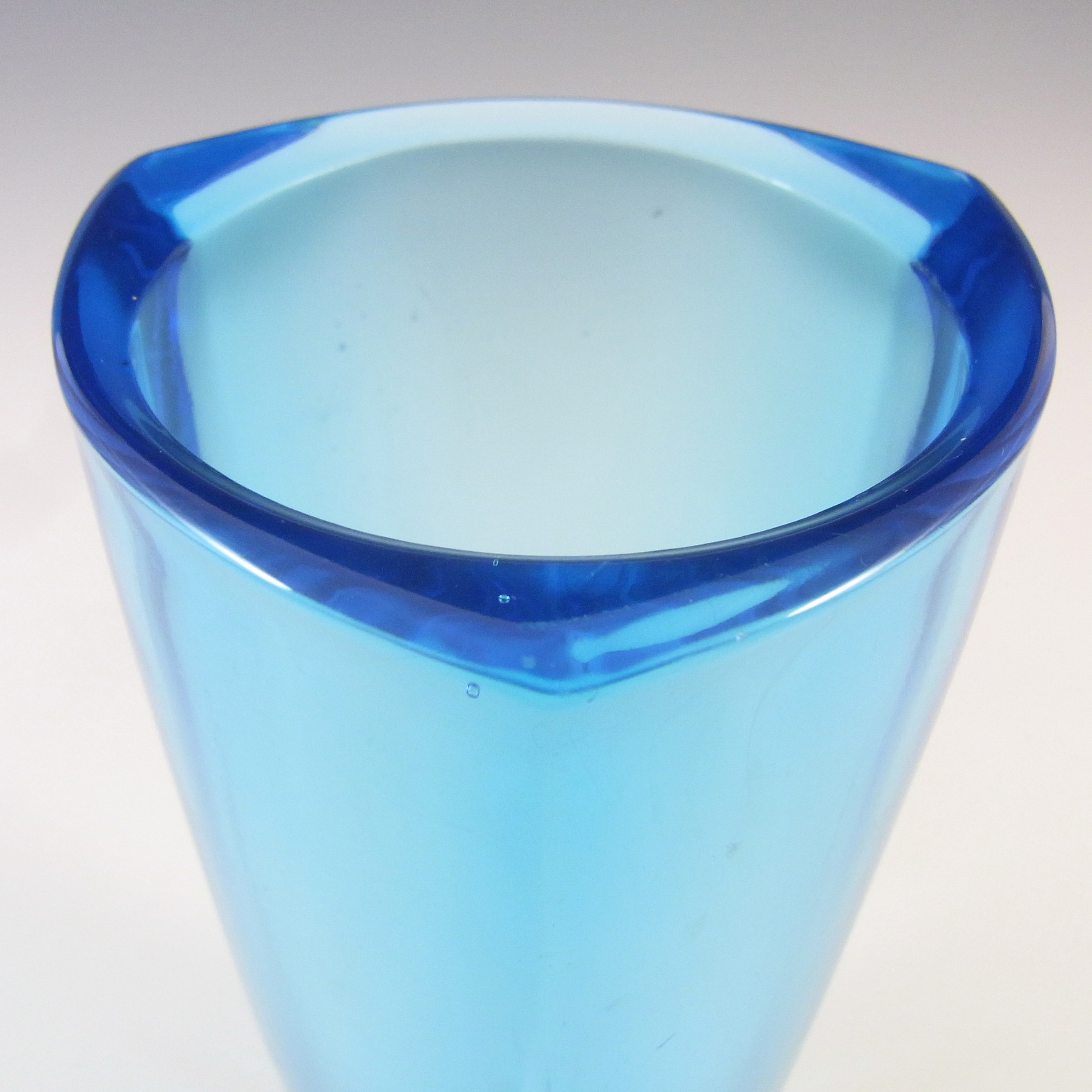 Sklo Union Rudolfova Blue Glass Vase by Václav Hanuš #12996 - Click Image to Close