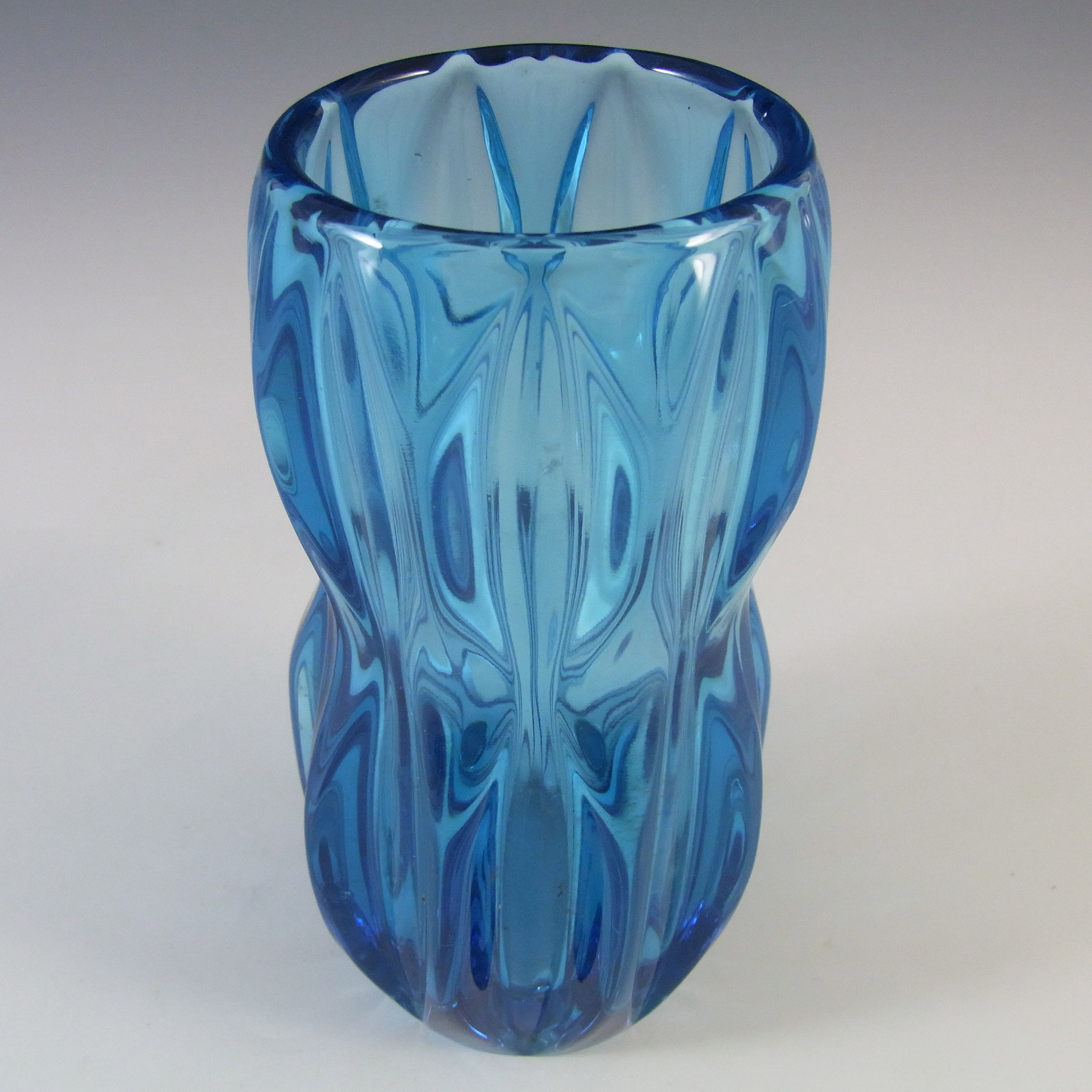 Rosice Sklo Union Blue Glass Vase by Jan Schmid #1032 - Click Image to Close