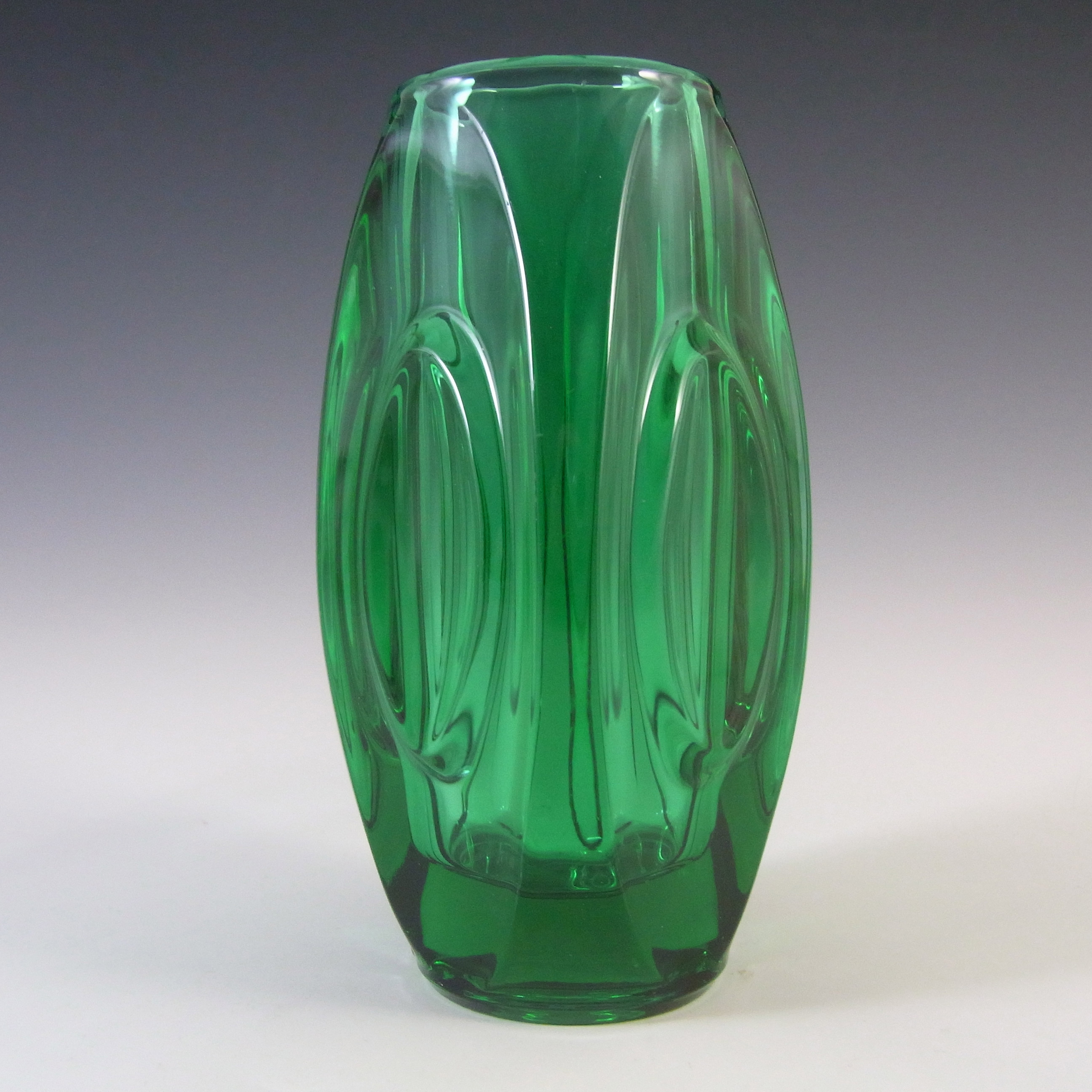 (image for) Rosice Sklo Union Green Glass Lens / Bullet Vase - Click Image to Close