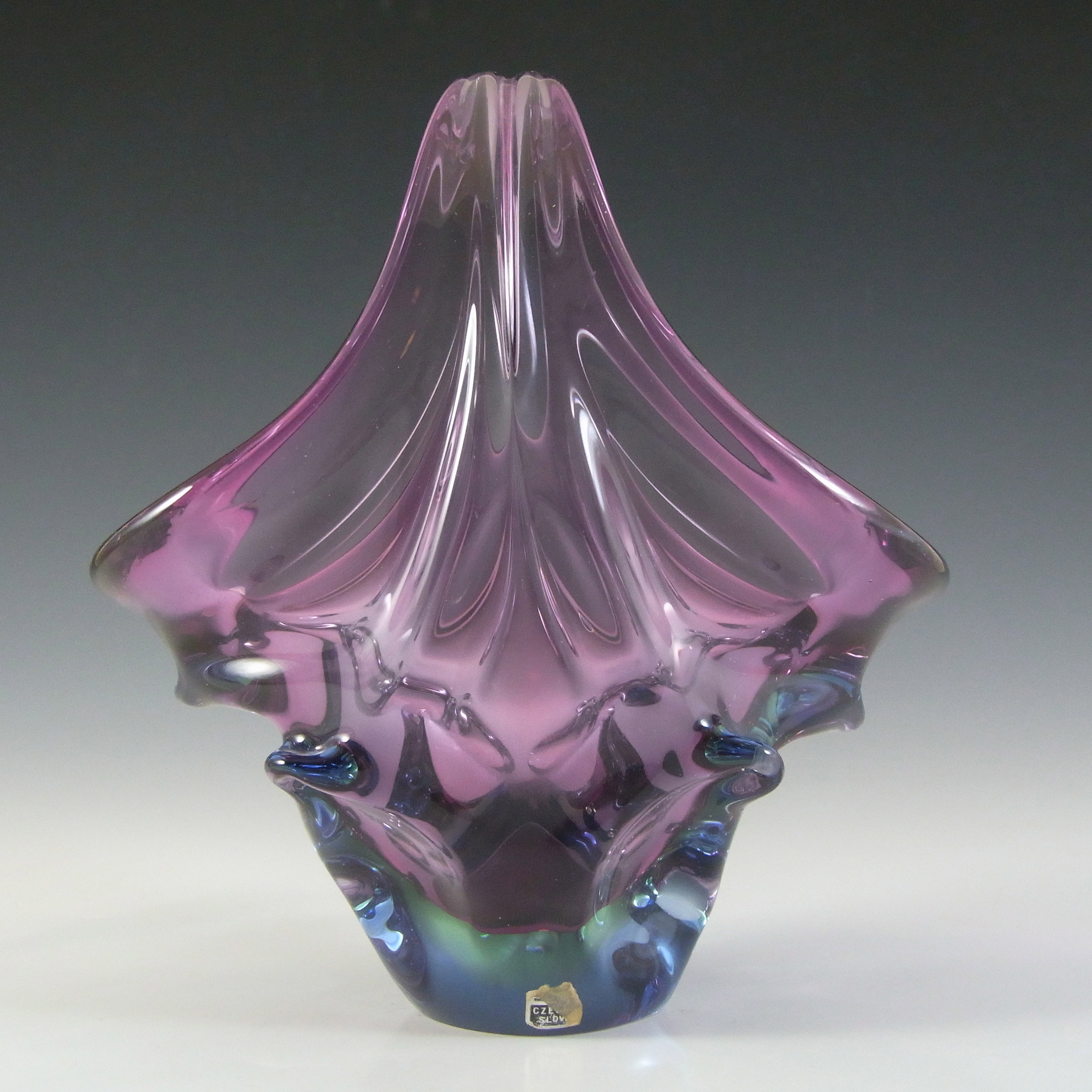 (image for) Skrdlovice #6448 Czech Purple & Blue Glass Bowl by Jan Beránek - Click Image to Close