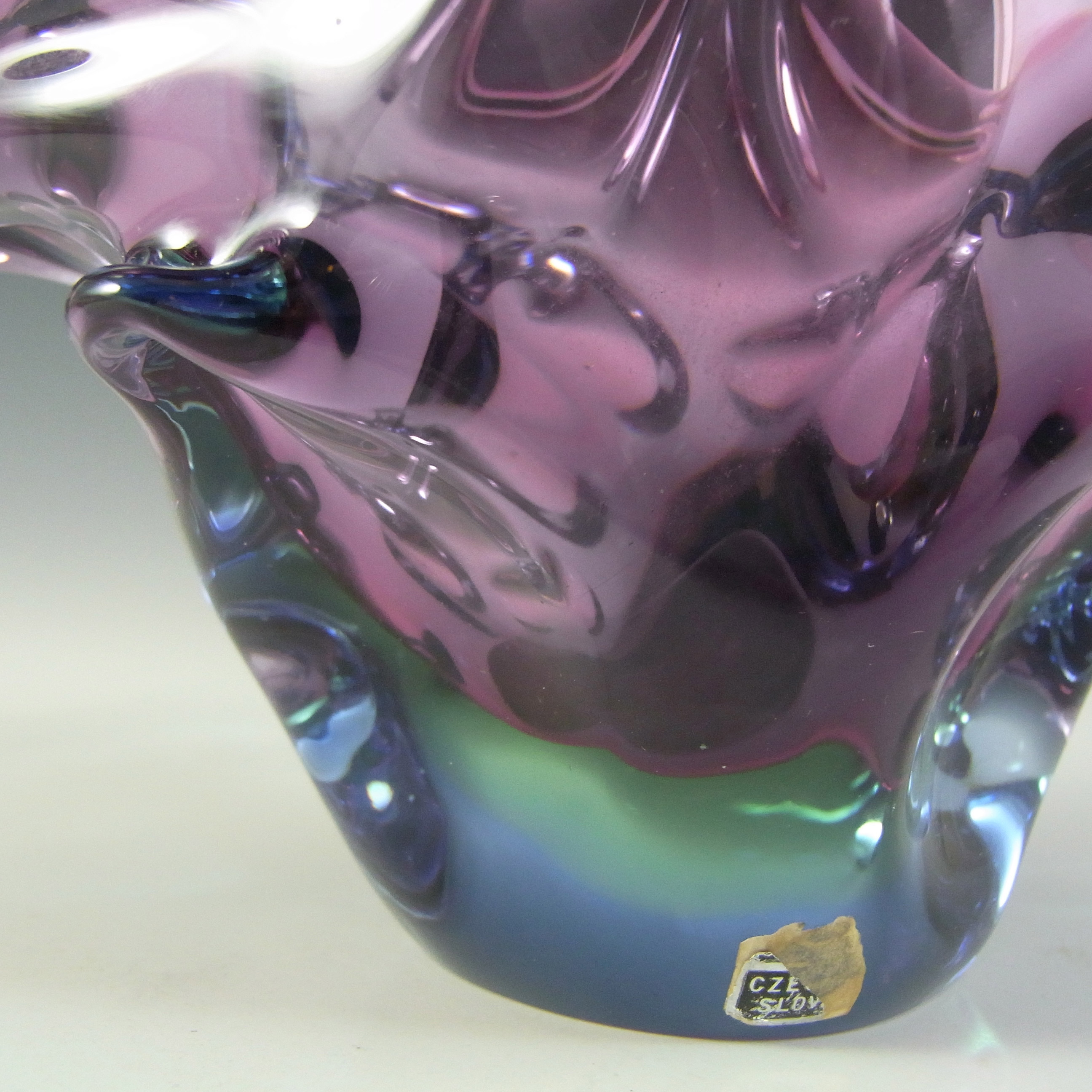Skrdlovice #6448 Czech Purple & Blue Glass Bowl by Jan Beránek - Click Image to Close