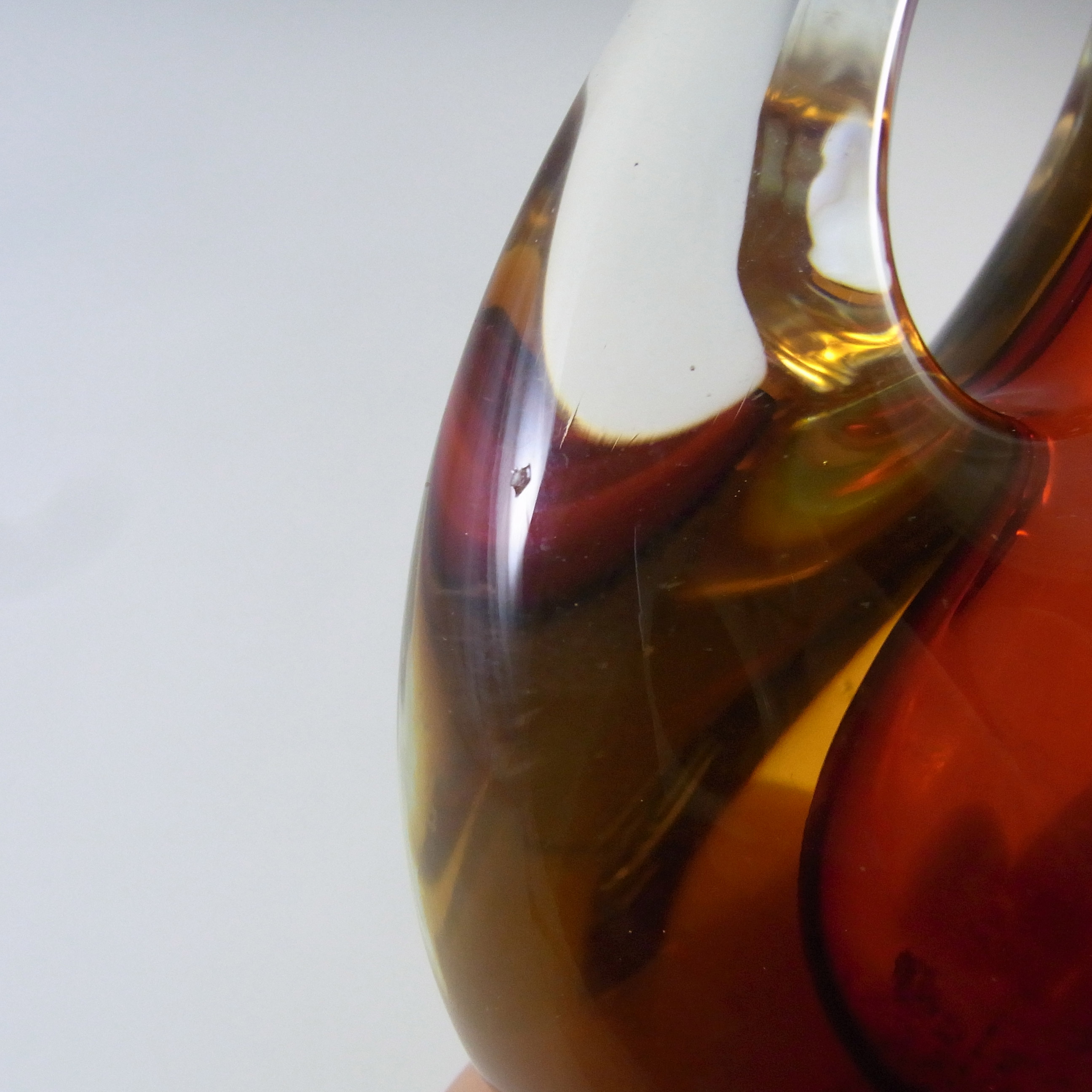 Arte Nuova Pustetto & Zanetti Murano Brown & Amber Sommerso Glass Vase - Click Image to Close