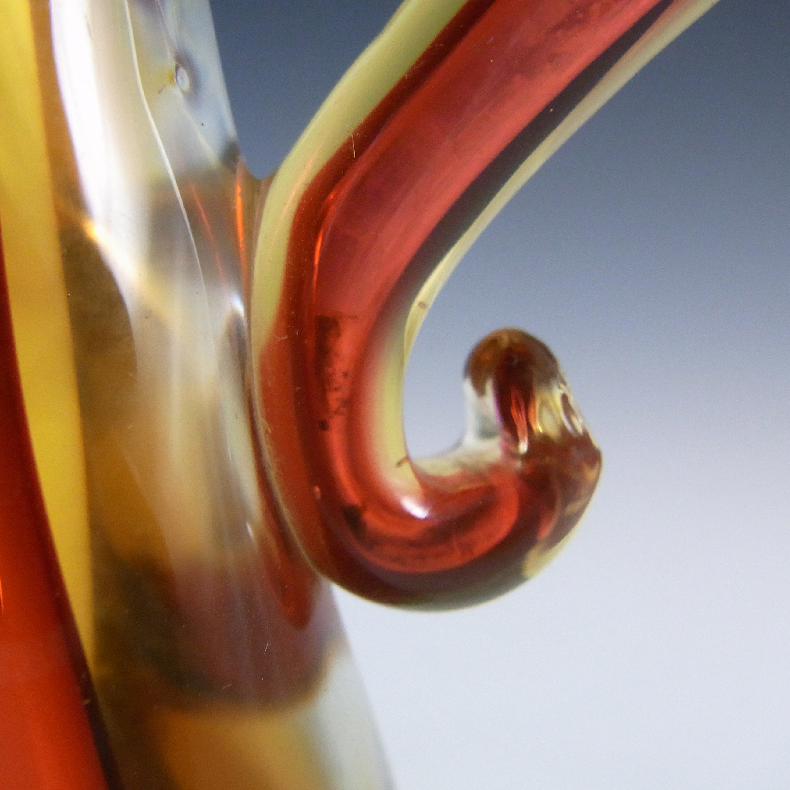 Arte Nuova Pustetto & Zanetti Murano Brown & Amber Sommerso Glass Vase - Click Image to Close