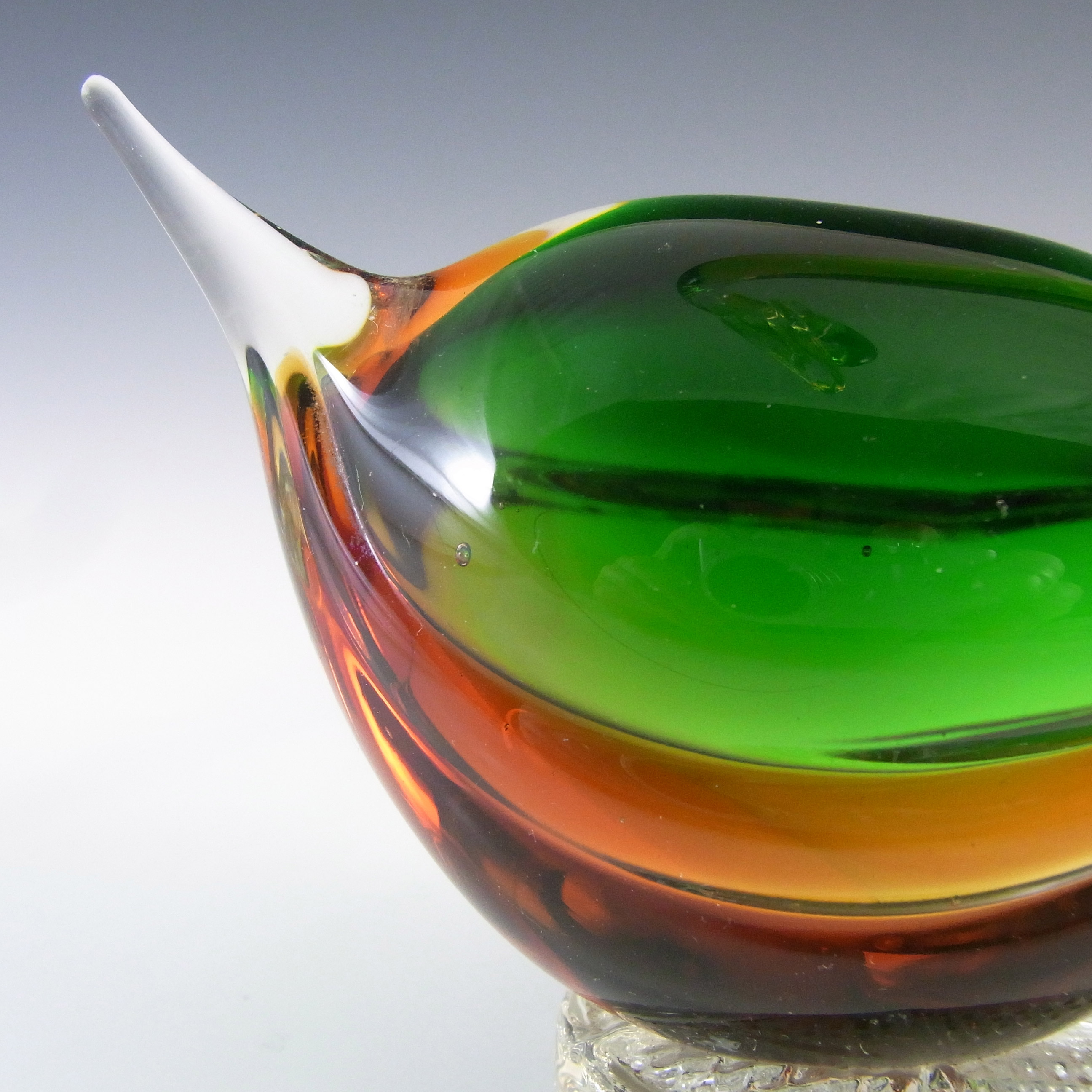 (image for) Murano 1950's Green & Amber Venetian Glass Swan Sculpture - Click Image to Close
