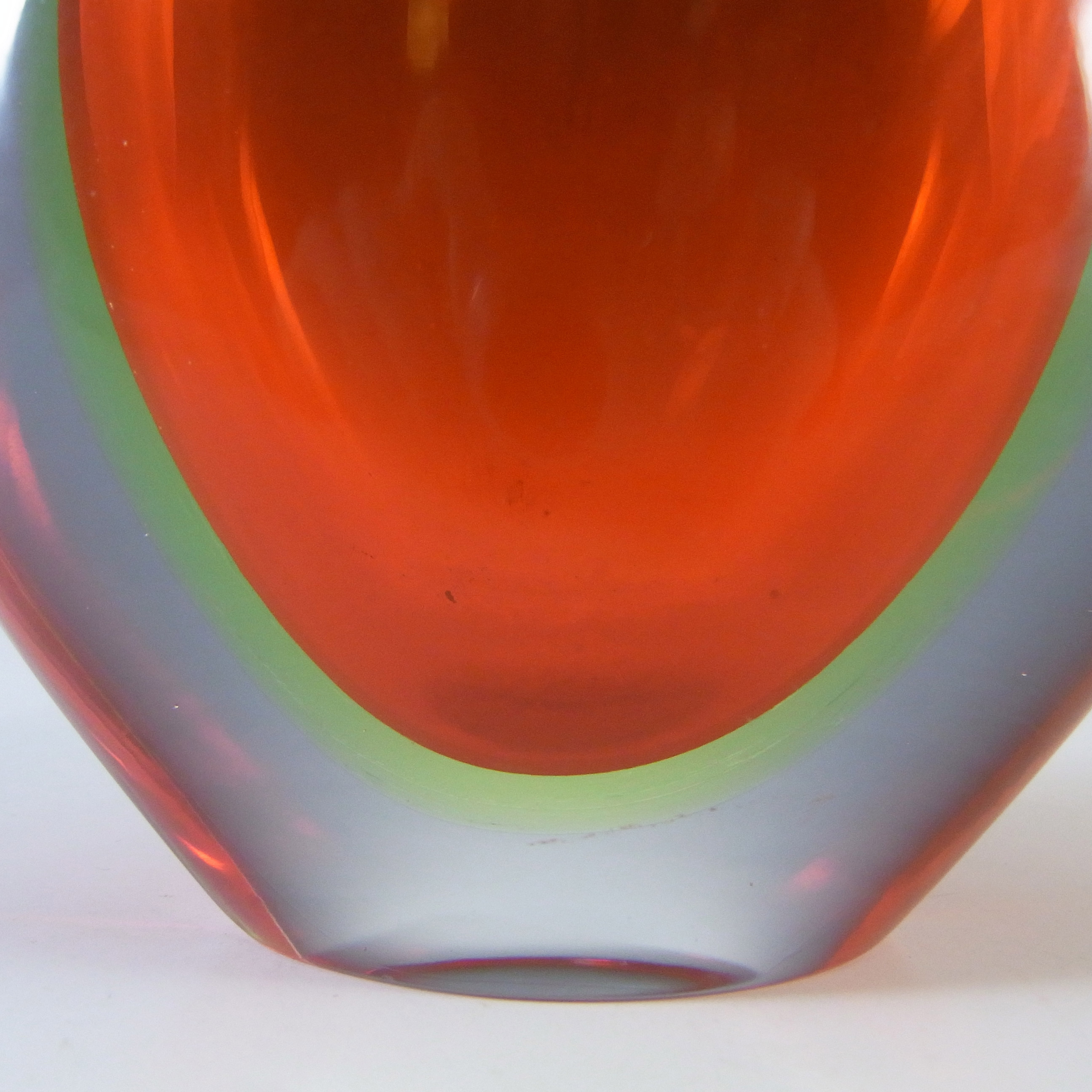 (image for) Murano/Venetian Red & Uranium Yellow Sommerso Glass Vase - Click Image to Close