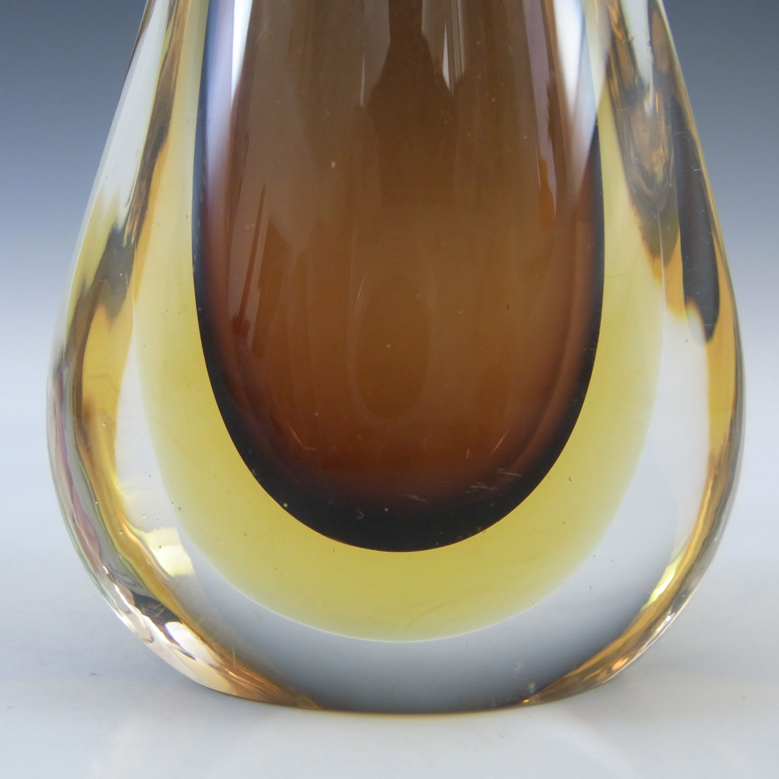 (image for) Murano Vintage Brown & Amber Sommerso Glass Vase - Click Image to Close