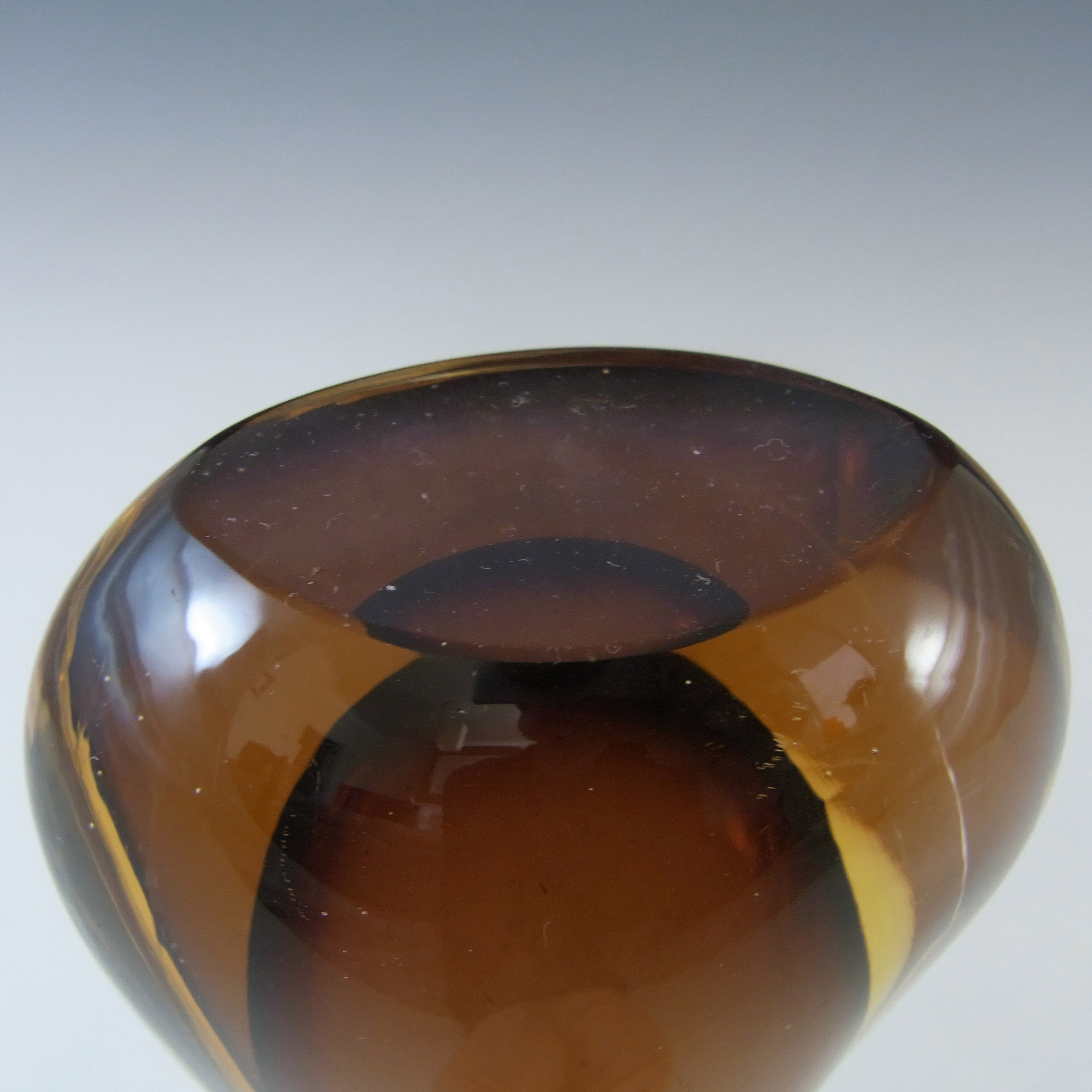 (image for) Murano Vintage Brown & Amber Sommerso Glass Vase - Click Image to Close
