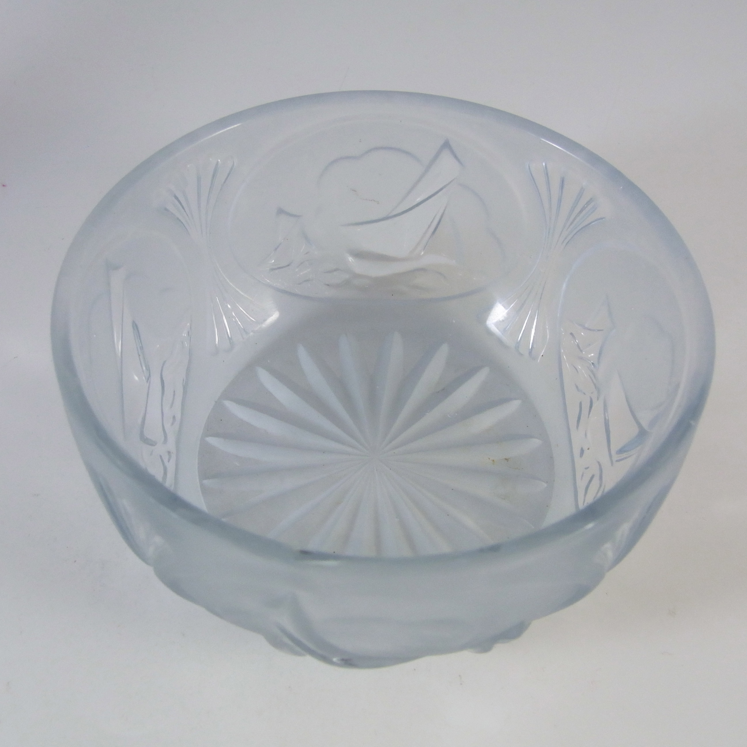 (image for) Sowerby Art Deco 1930's Blue Glass 'Ladye' Powder Bowl - Click Image to Close