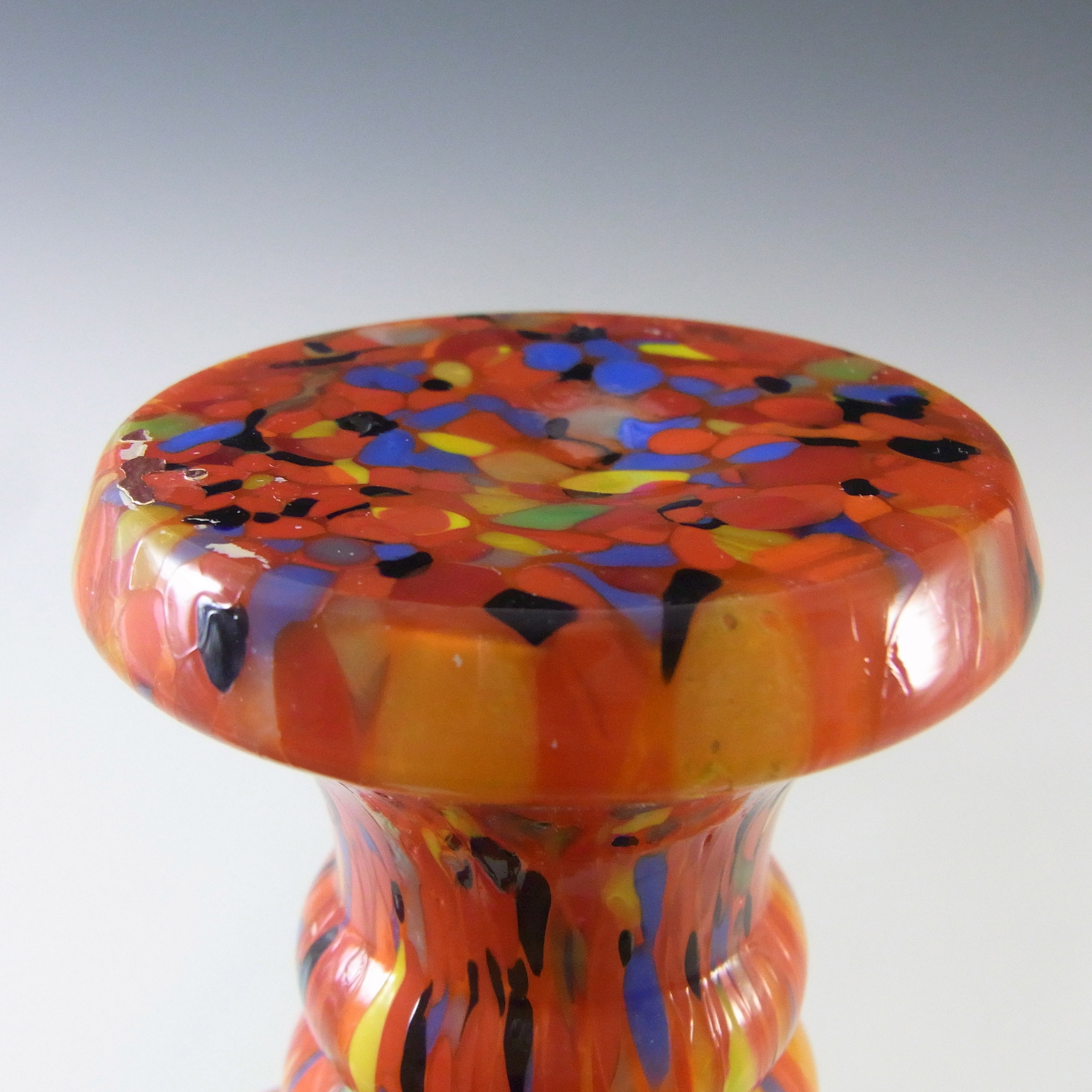 (image for) Pair of Czech 1930's Orange Spatter/Splatter Glass Vases - Click Image to Close