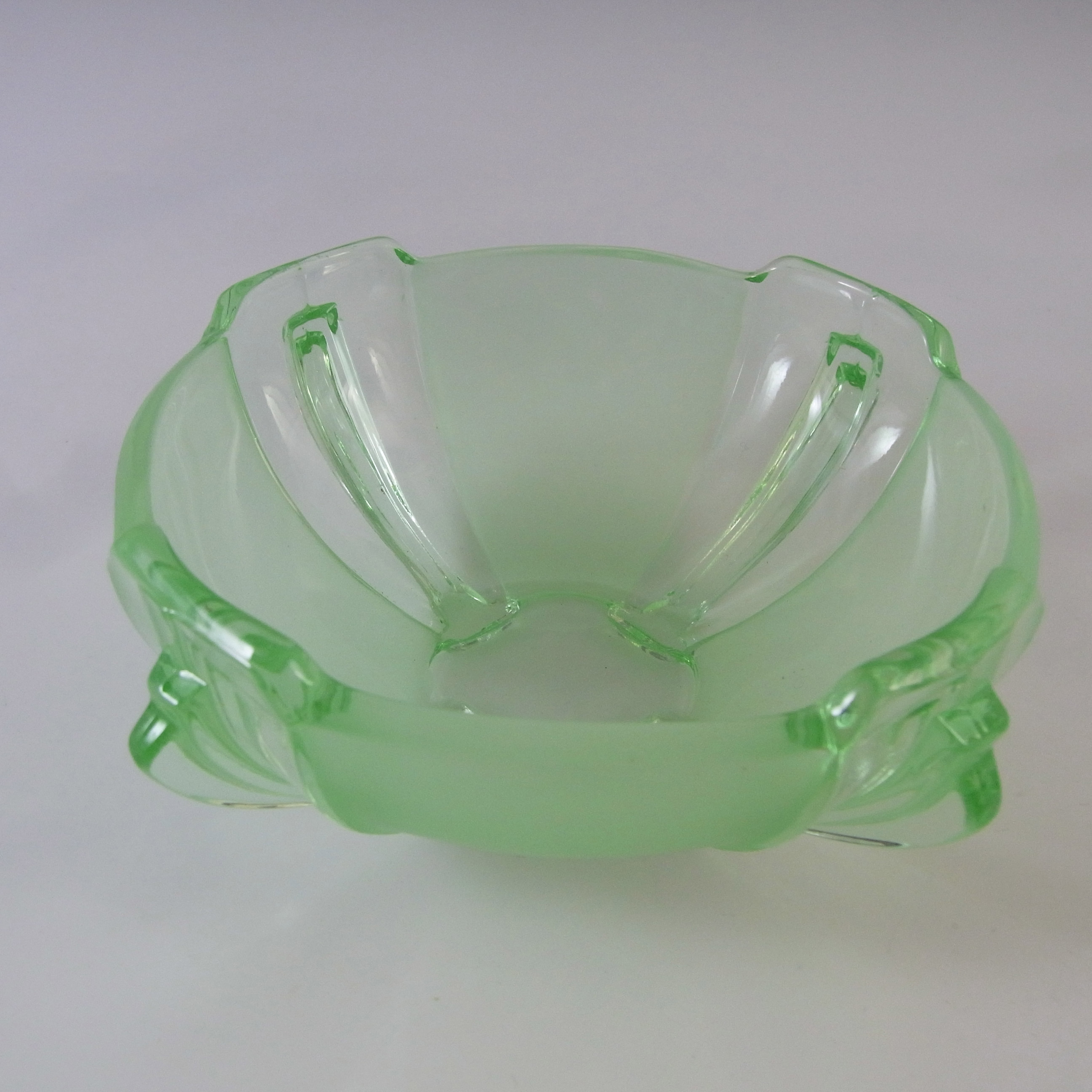 (image for) Stölzle 2 x 1930's Czech Art Deco Green Glass Bowl & Plate Set - Click Image to Close