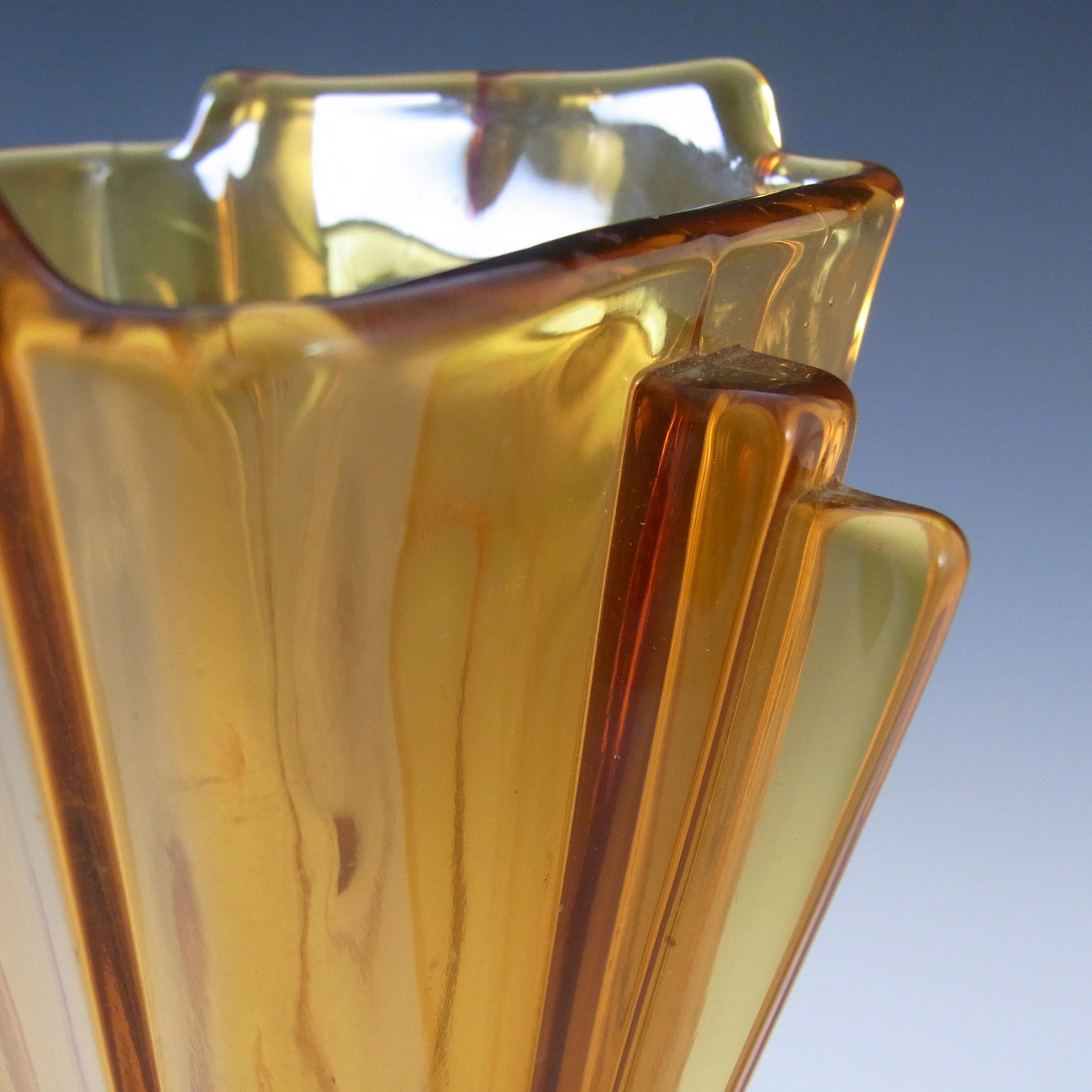 (image for) Stölzle #19249 Vintage Czech Art Deco Amber Glass Vase - Click Image to Close