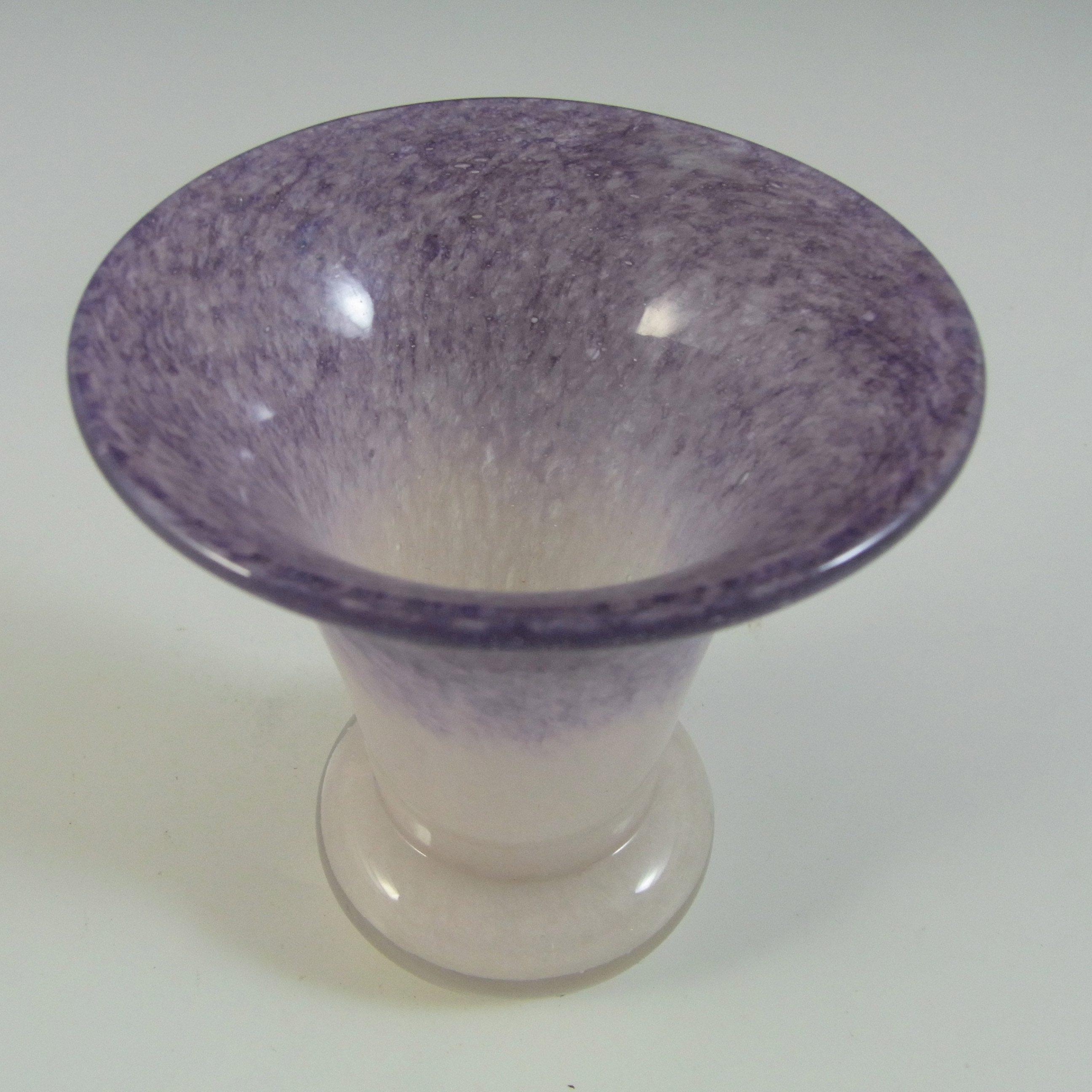 (image for) SIGNED Vasart Pink & Purple Mottled Glass Vase V022 - Click Image to Close