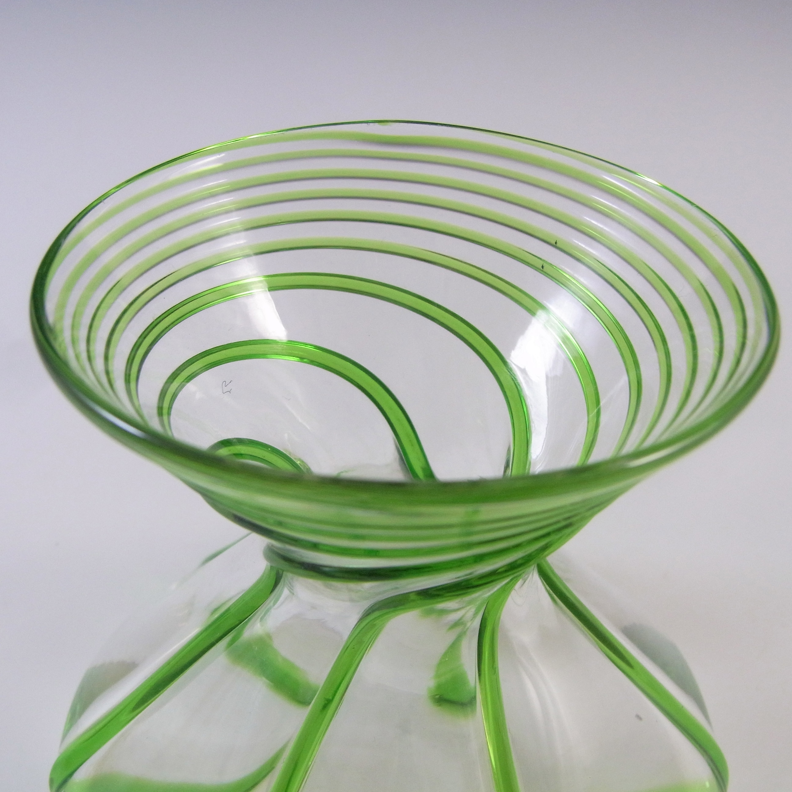 (image for) Victorian Green & Clear Glass Vase with Applied Trailing - Click Image to Close