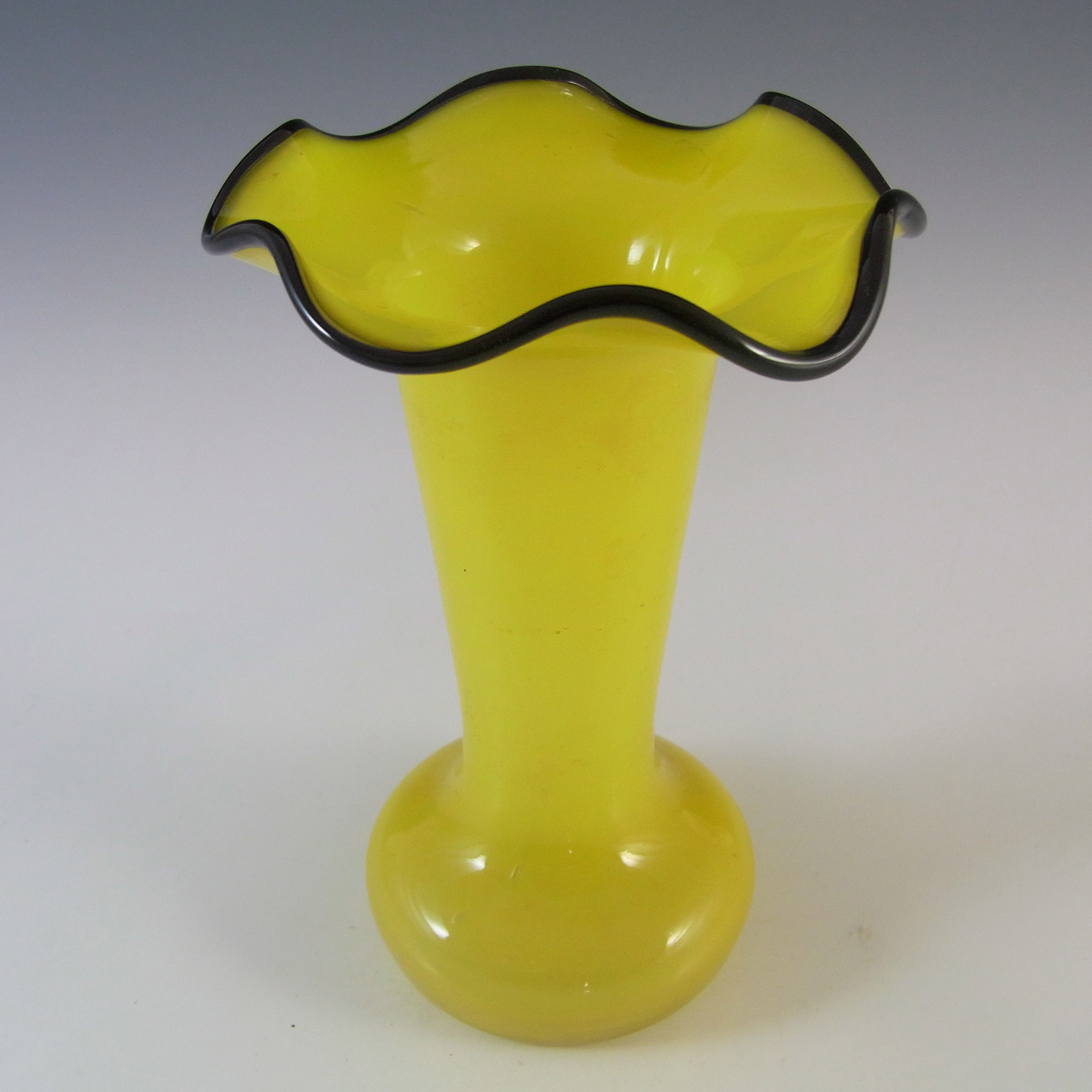 Czech 1930's/40's Yellow & Black Glass Tango Vase - Click Image to Close