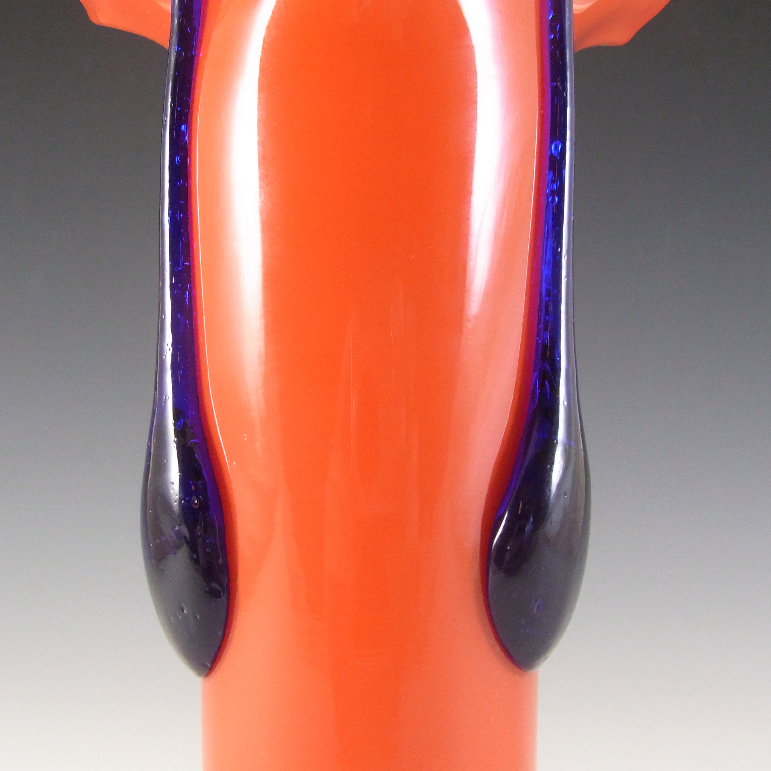 (image for) Czech 1930's/40's Art Deco Red & Blue Glass Tango Vase - Click Image to Close