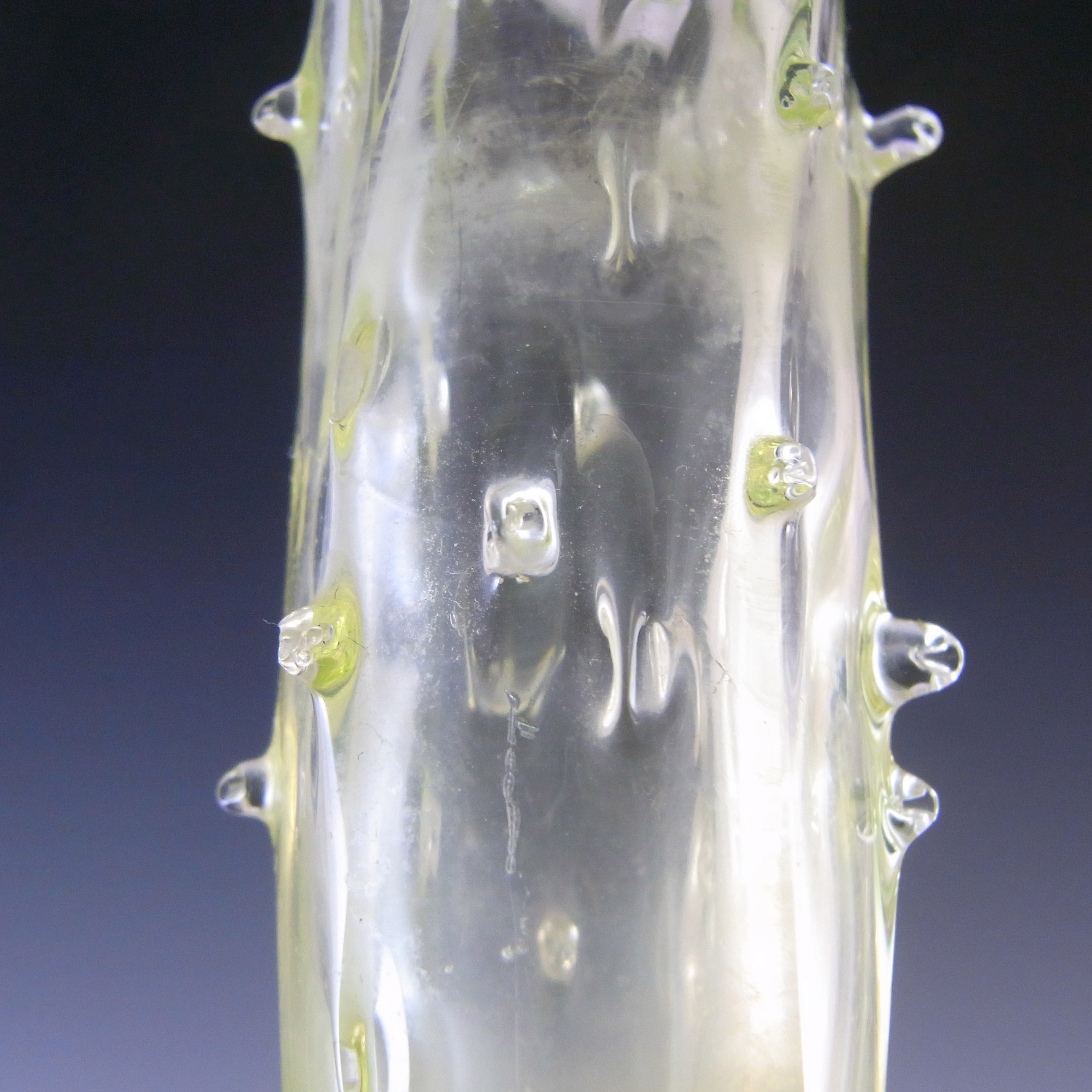(image for) John Walsh Victorian Vaseline/Uranium 1900's Glass Thorn Vase - Click Image to Close