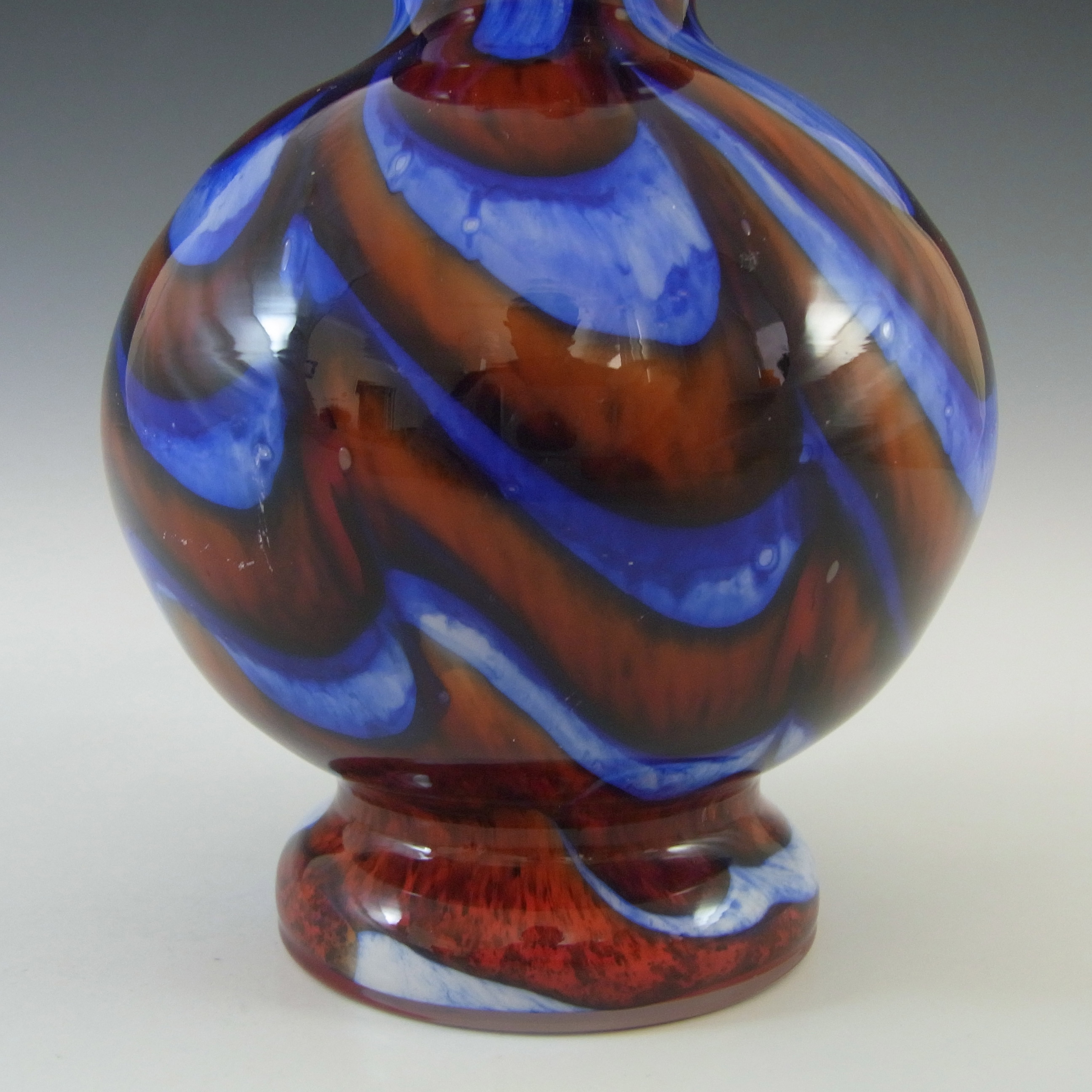 (image for) V.B. Opaline Florence Empoli Marbled Orange & Blue Glass Vase - Click Image to Close
