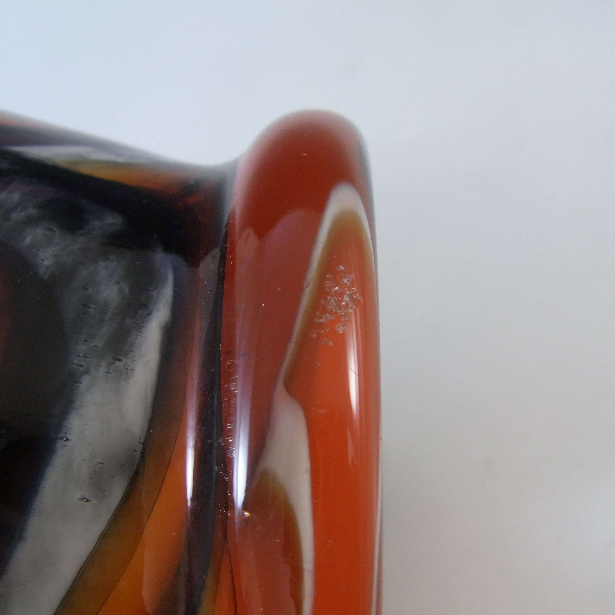 (image for) V.B. Opaline Florence Empoli Marbled Orange & Black Glass Vase - Click Image to Close