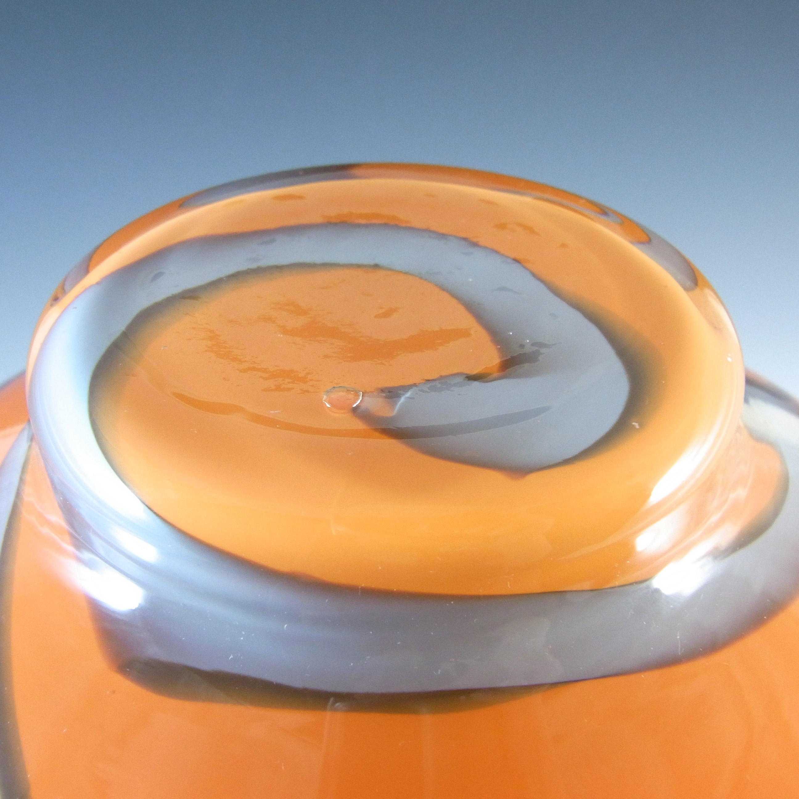 (image for) Vetreria Artigiana Sanminiatello Empoli Marbled Orange & Grey Glass Vase - Click Image to Close